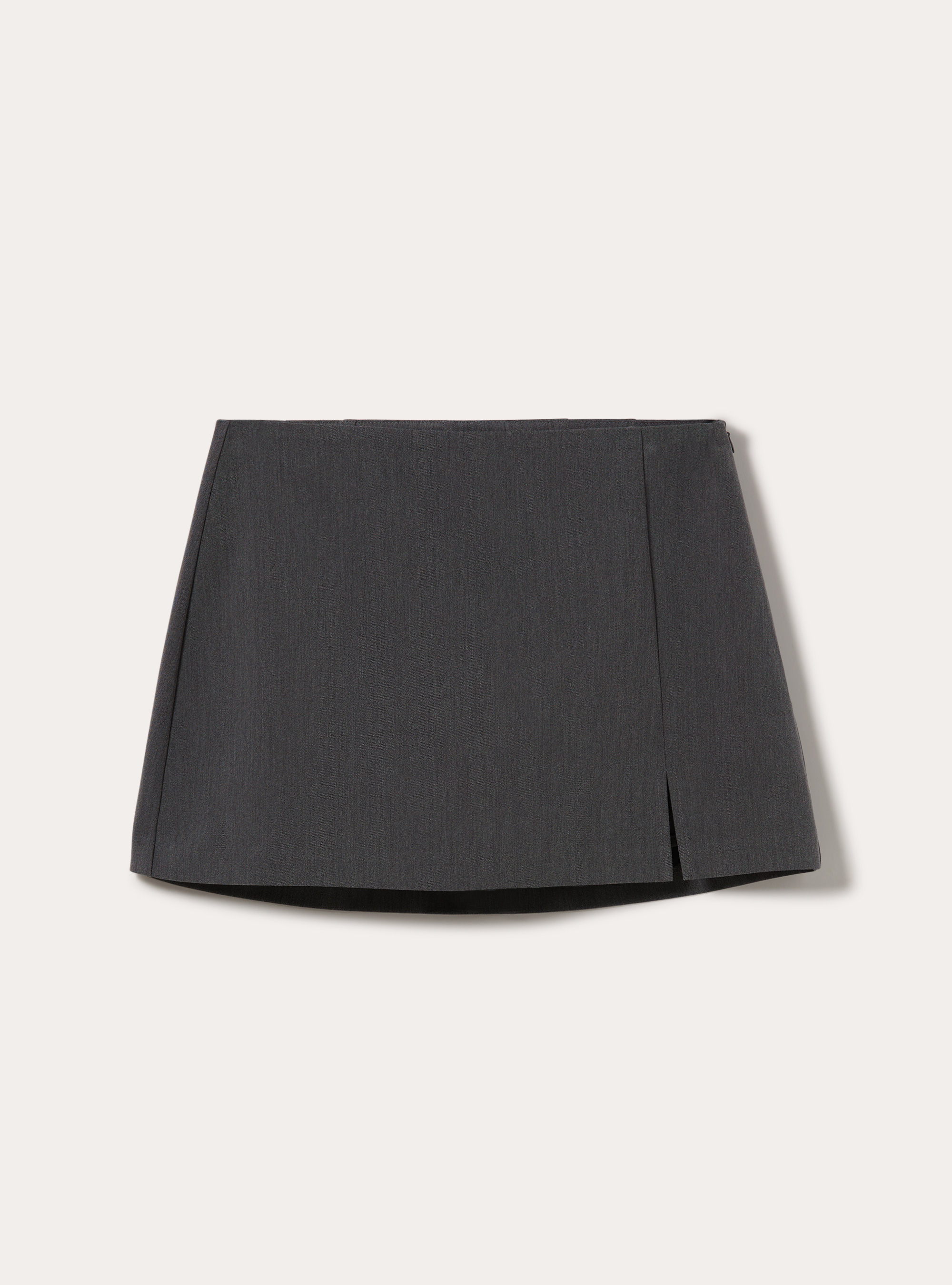 Falda pantal&oacute;n cruzada con abertura lateral, MGY1 GREY MEL DARK