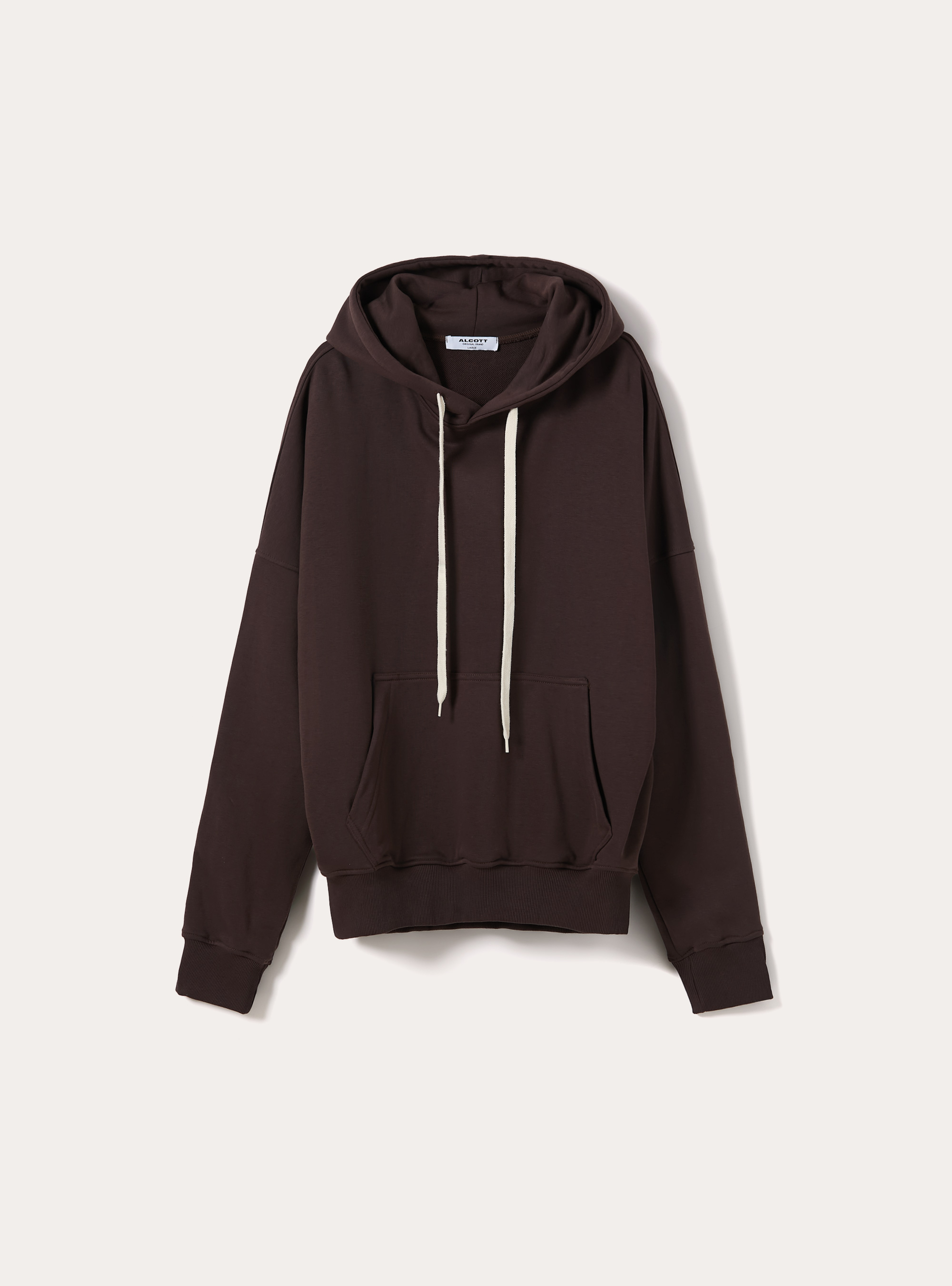 Boxy Fit Hoodie mit Puff-Print, BR1 BROWN DARK