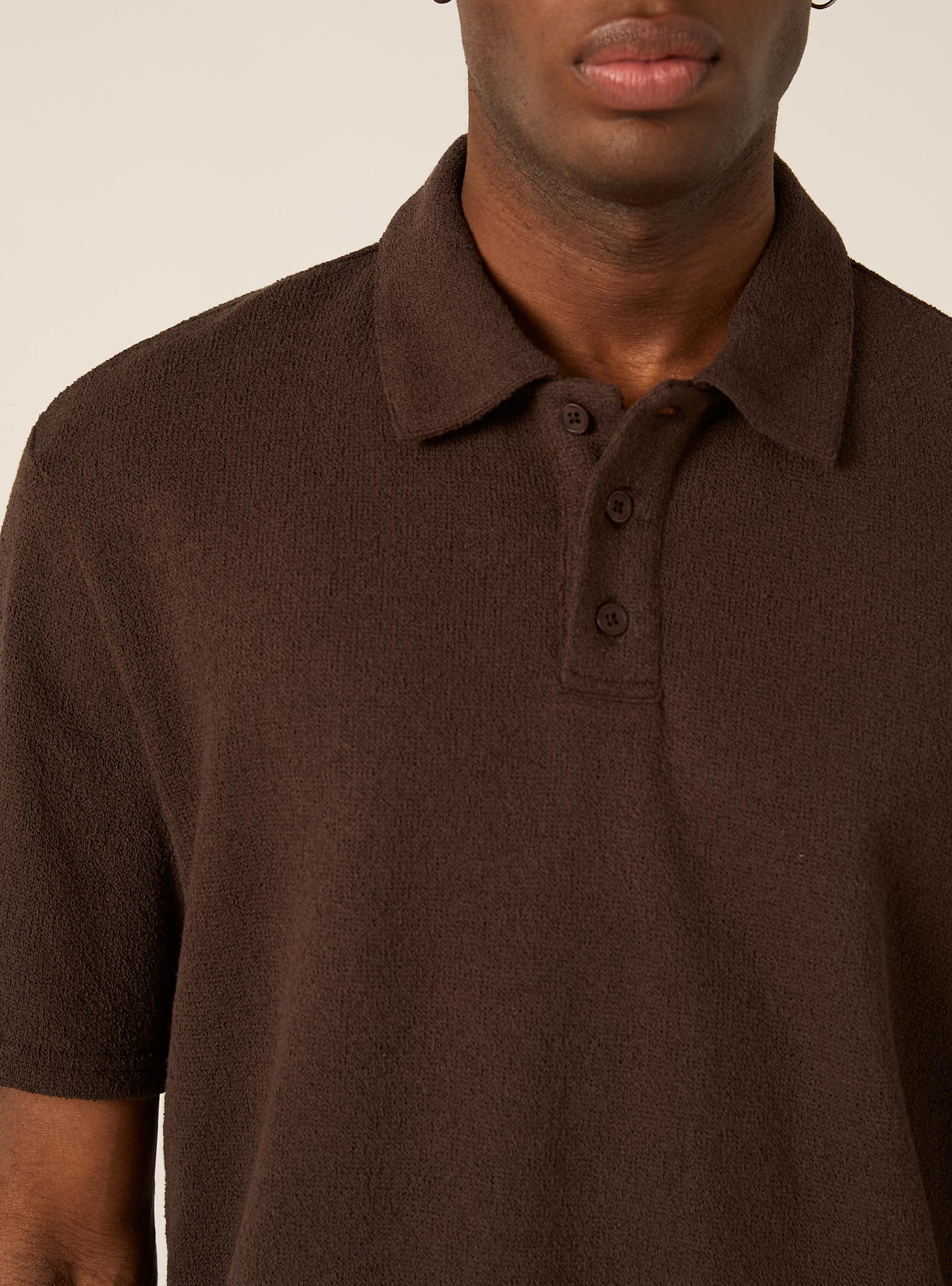 Polo effetto maglia regular fit, BR1 BROWN DARK