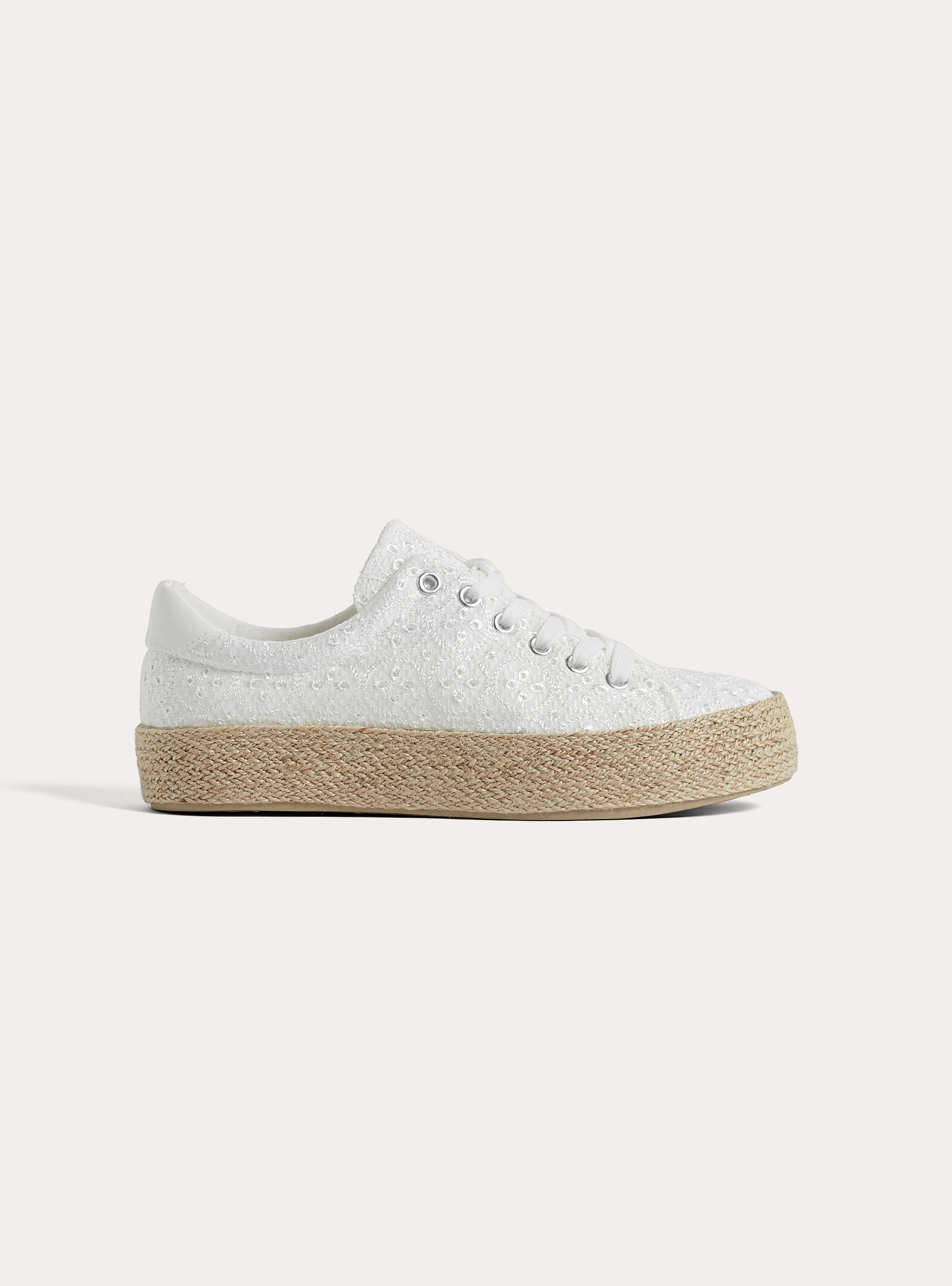 Baskets Brod&eacute;es avec Semelle en Jute, WH2 WHITE