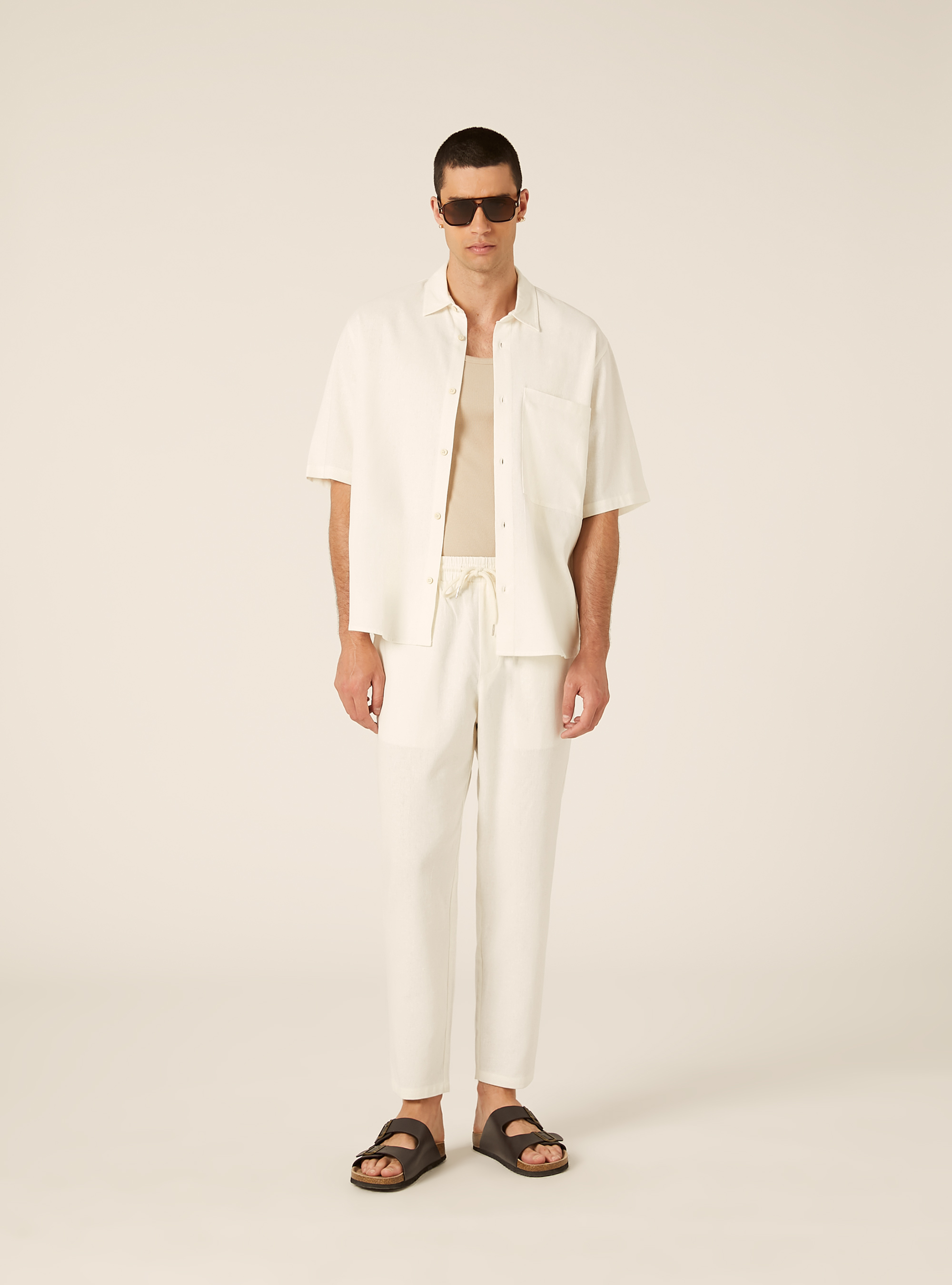 Jogginghose aus Leinenmischung, WH2 WHITE