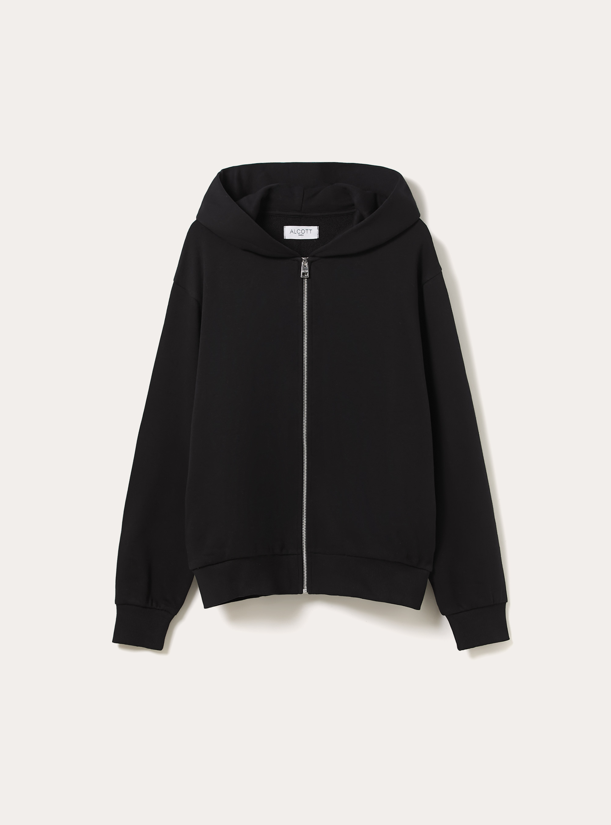 Sudadera con cremallera y corte recto, BK1 BLACK