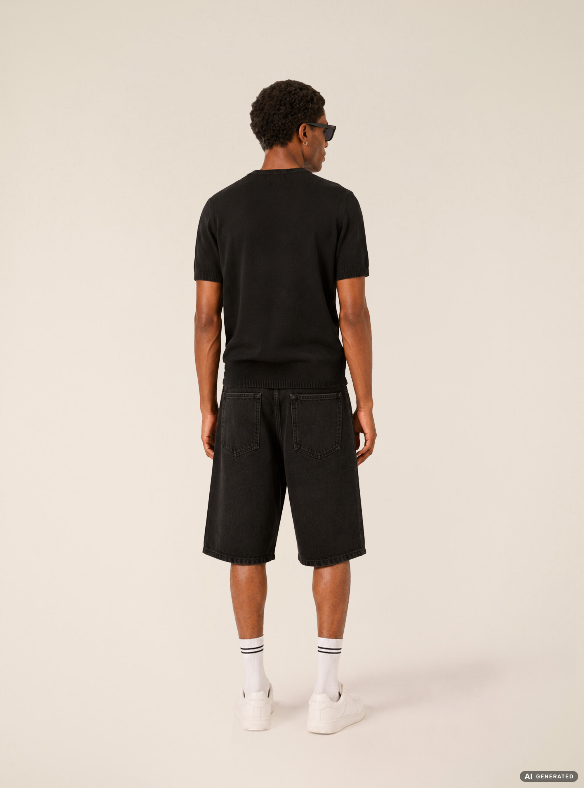 T-Shirt en Maille L&eacute;g&egrave;re &agrave; Manches Courtes, BK1 BLACK