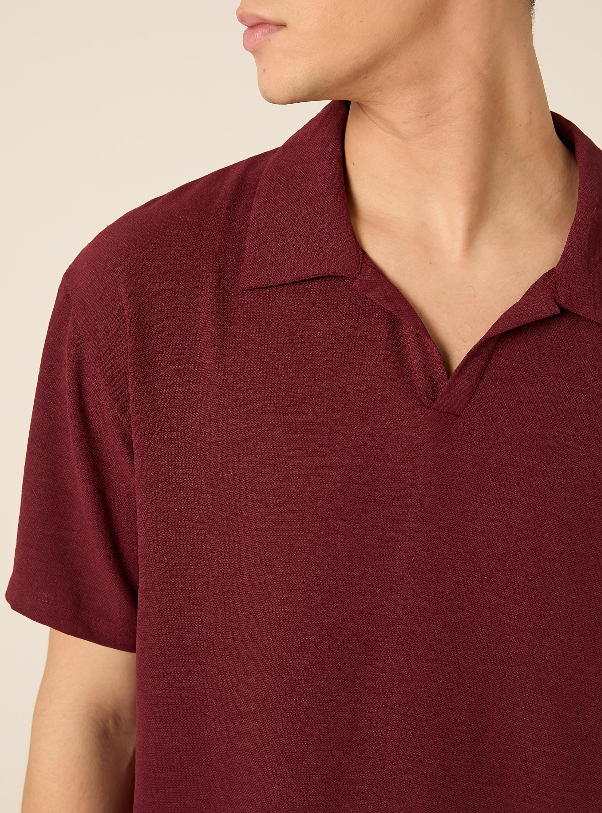 Polo b&aacute;sico de crep&eacute;, BO2 BORDEAUX MEDIUM
