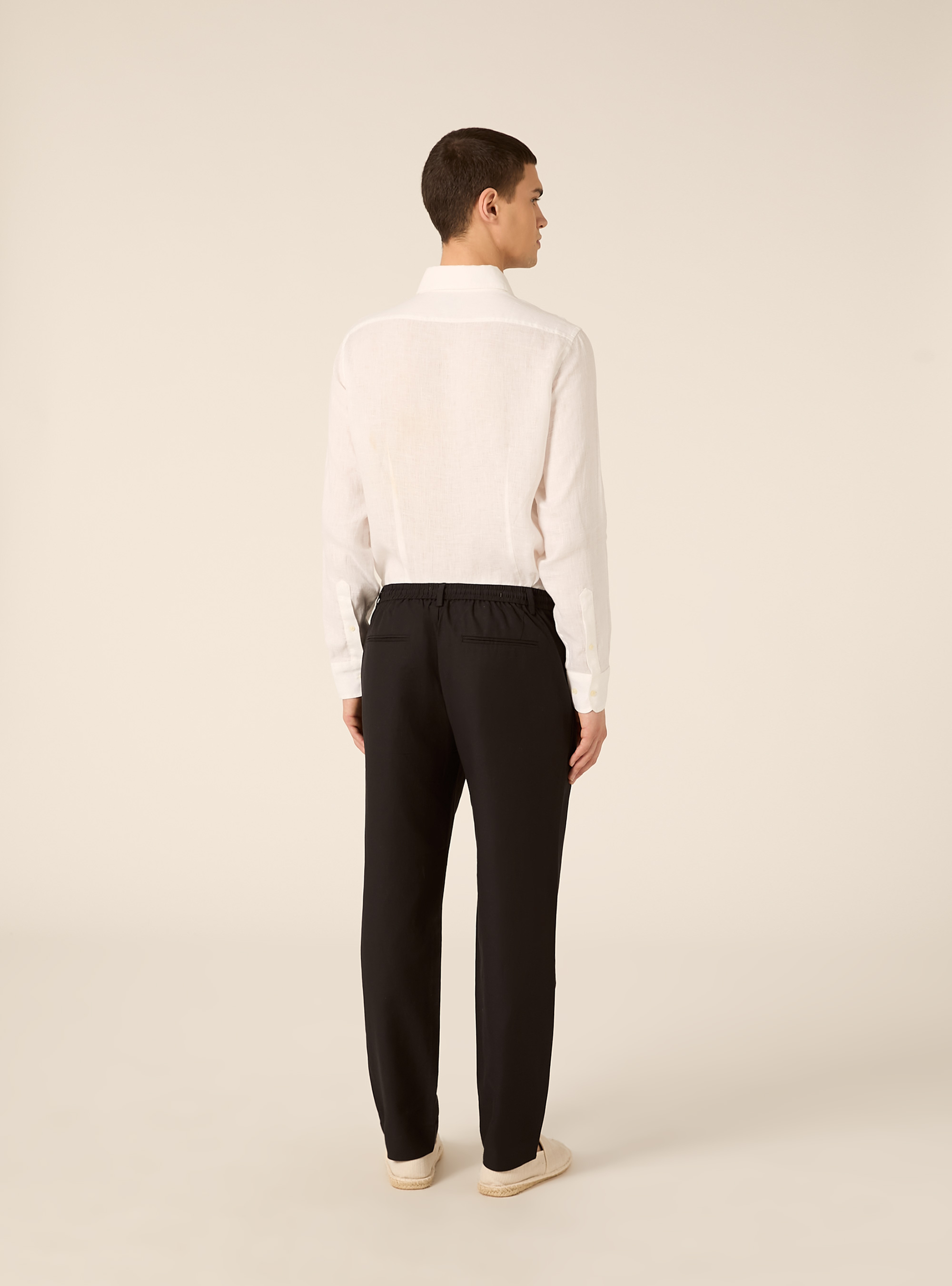Linen blend chino trousers, BK1 BLACK