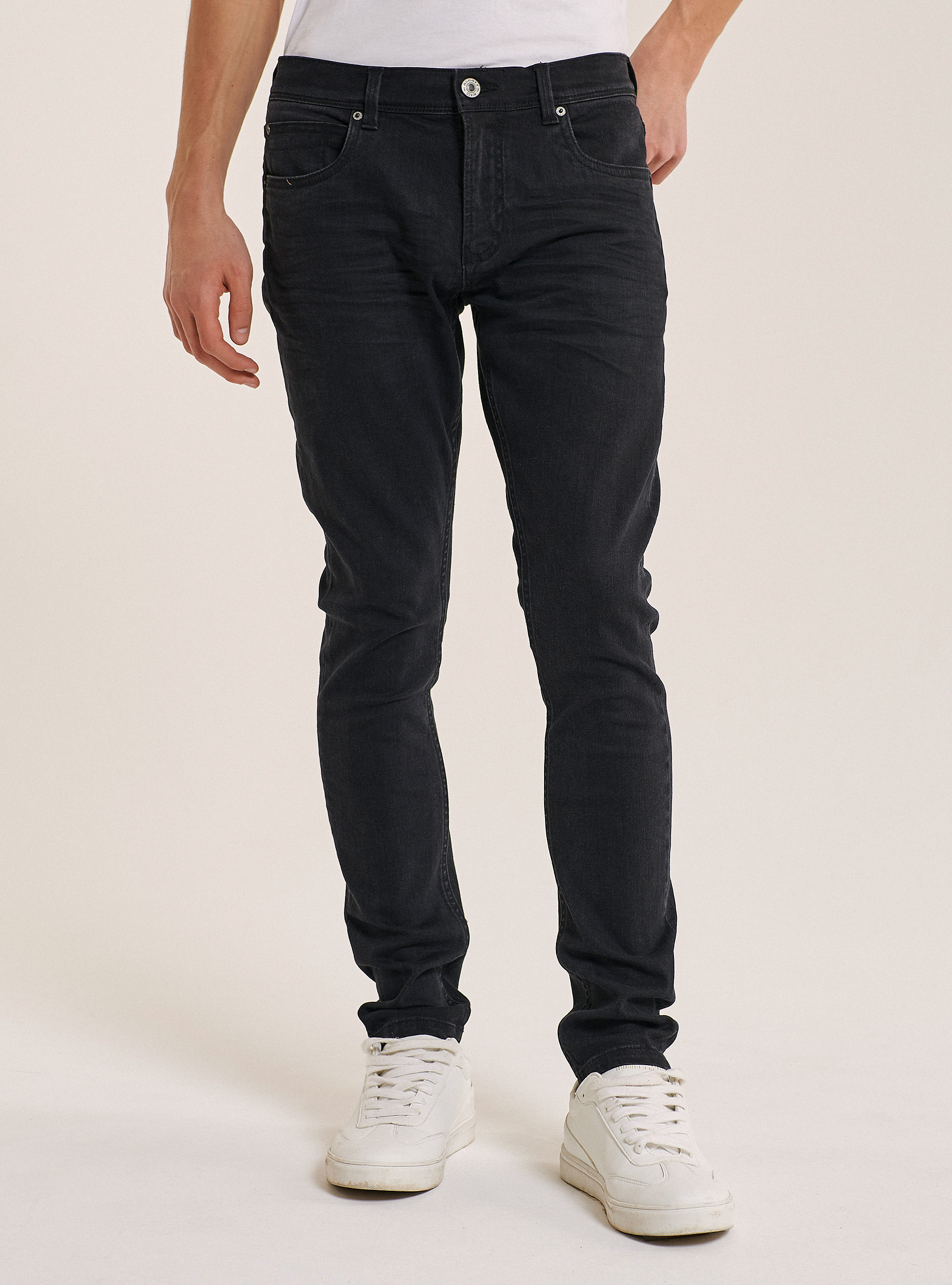jeans super skinny en coton, C109 BLACK