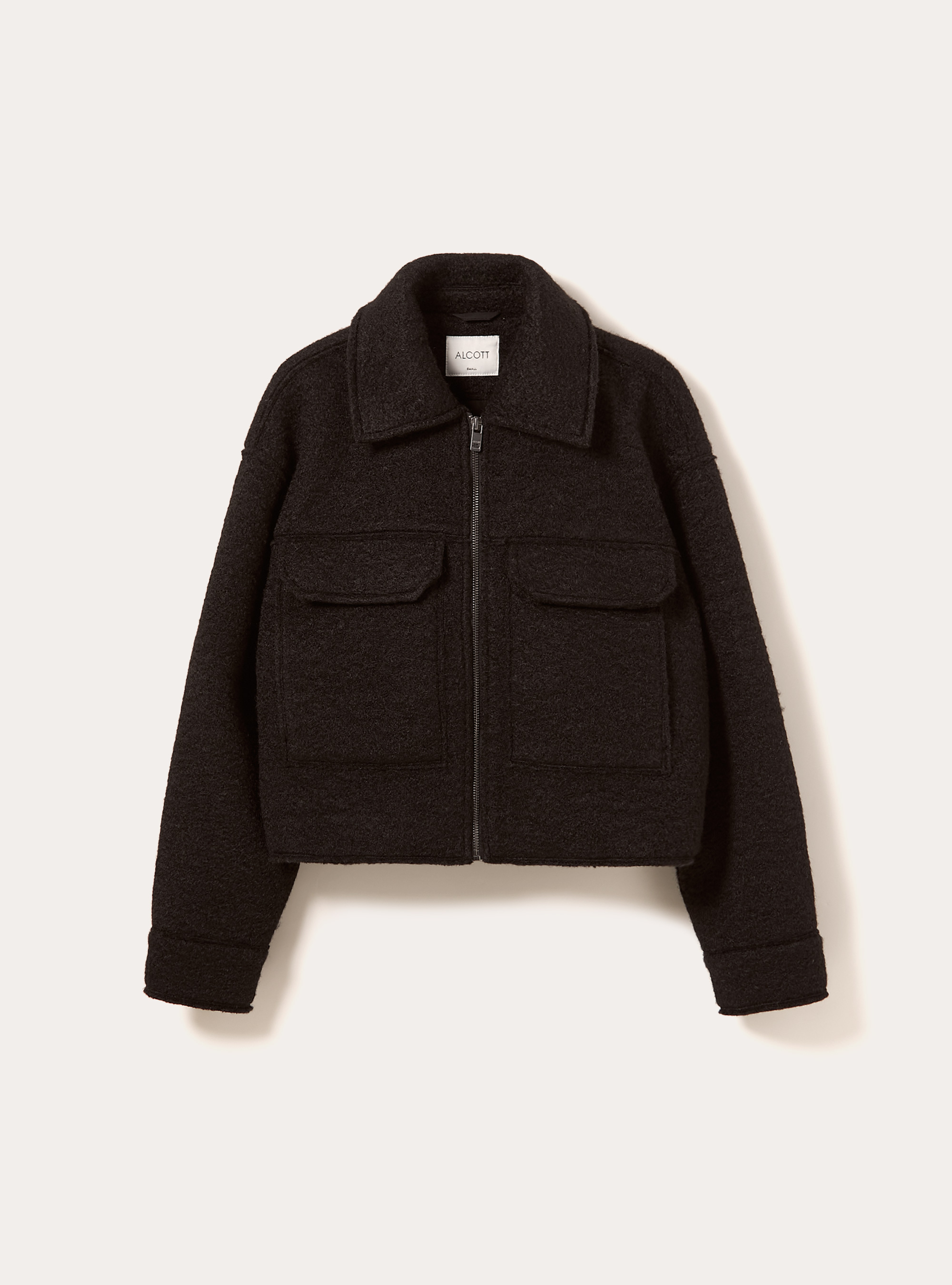 Veste boucl&eacute;e &agrave; grandes poches, BK1 BLACK