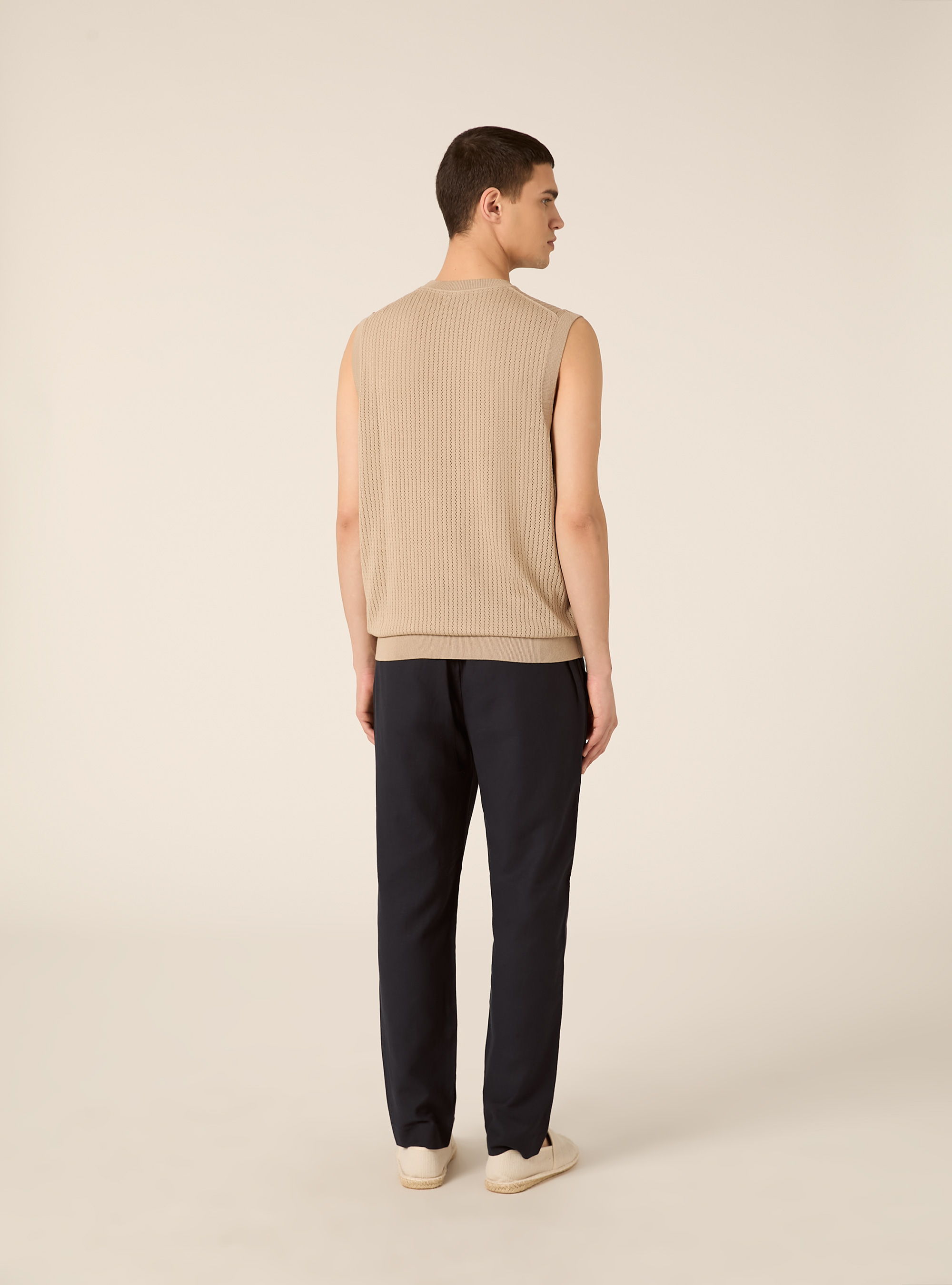 Knit Vest, MBG3 BEIGE MEL LIGHT