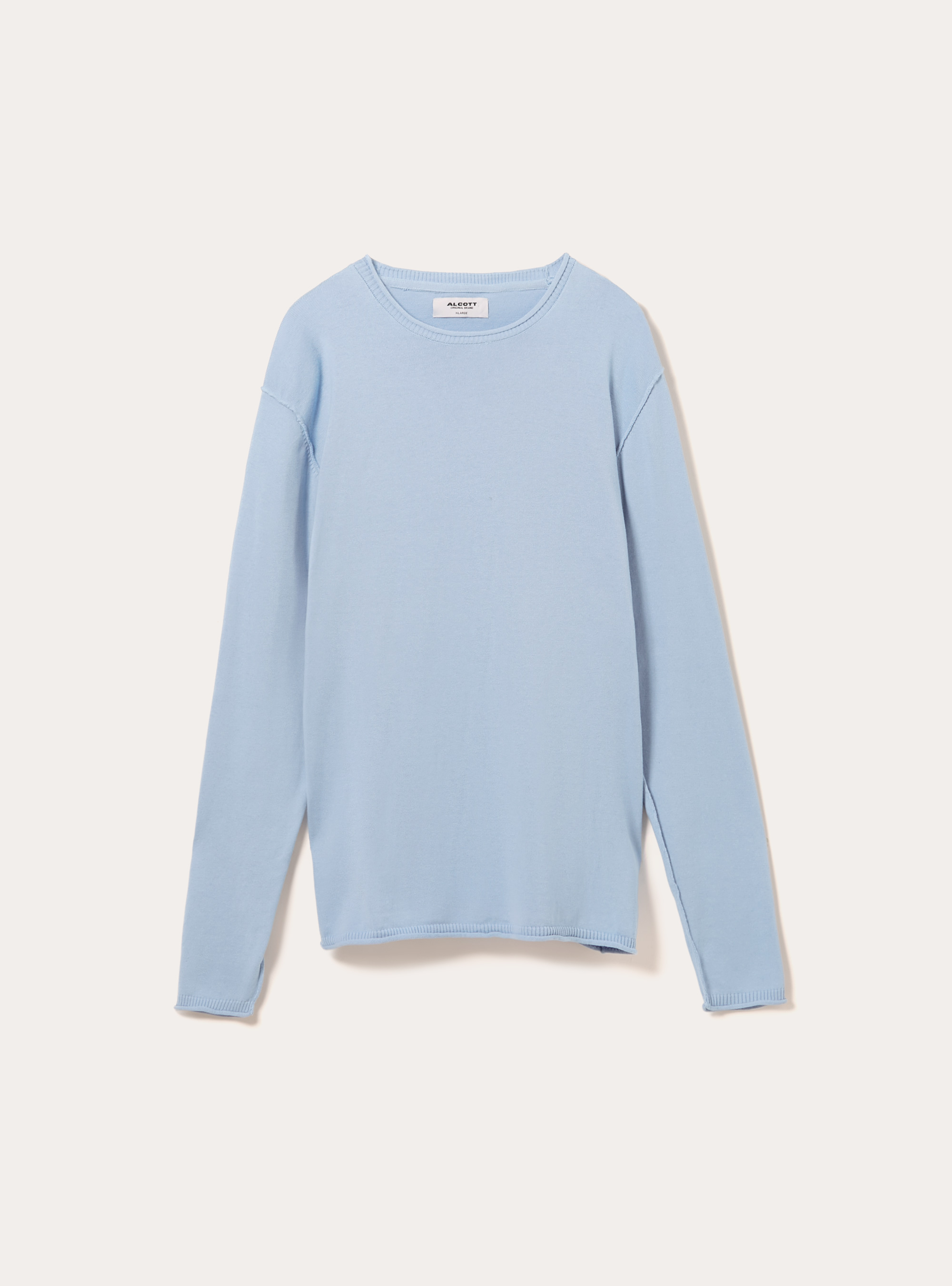 Raw cut pullover with roll neck, AZ2 AZURE MEDIUM