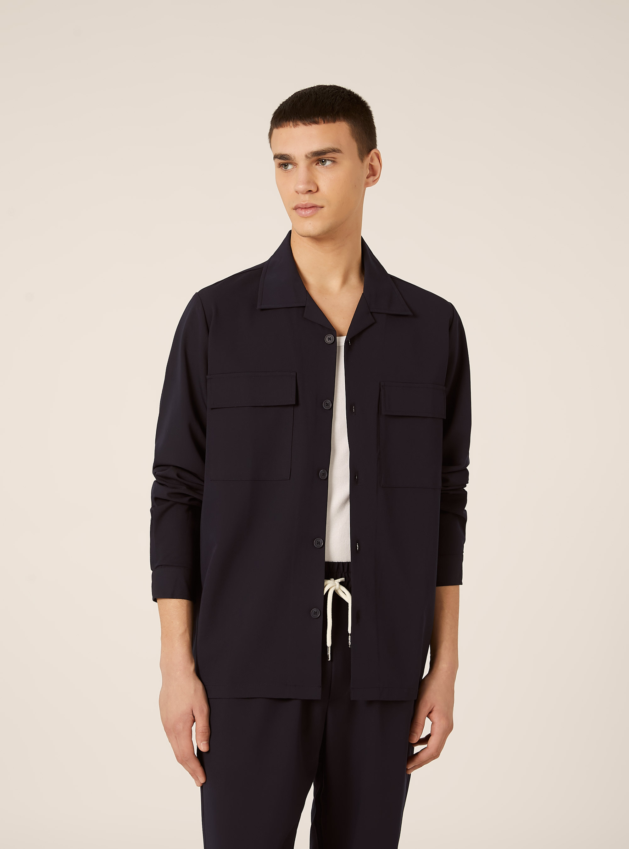 Camicia con tasconi, NAVY SCURO