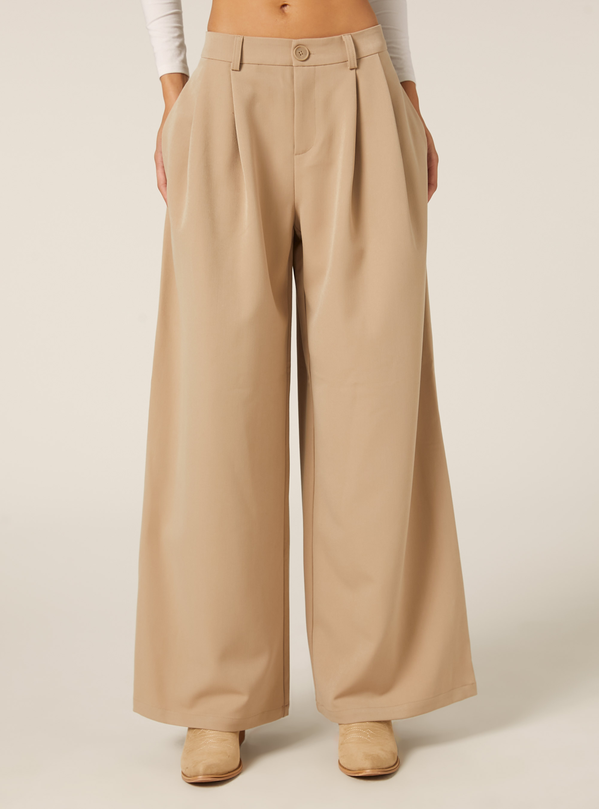 Pantalon large &agrave; pinces, BG2 BEIGE MEDIUM