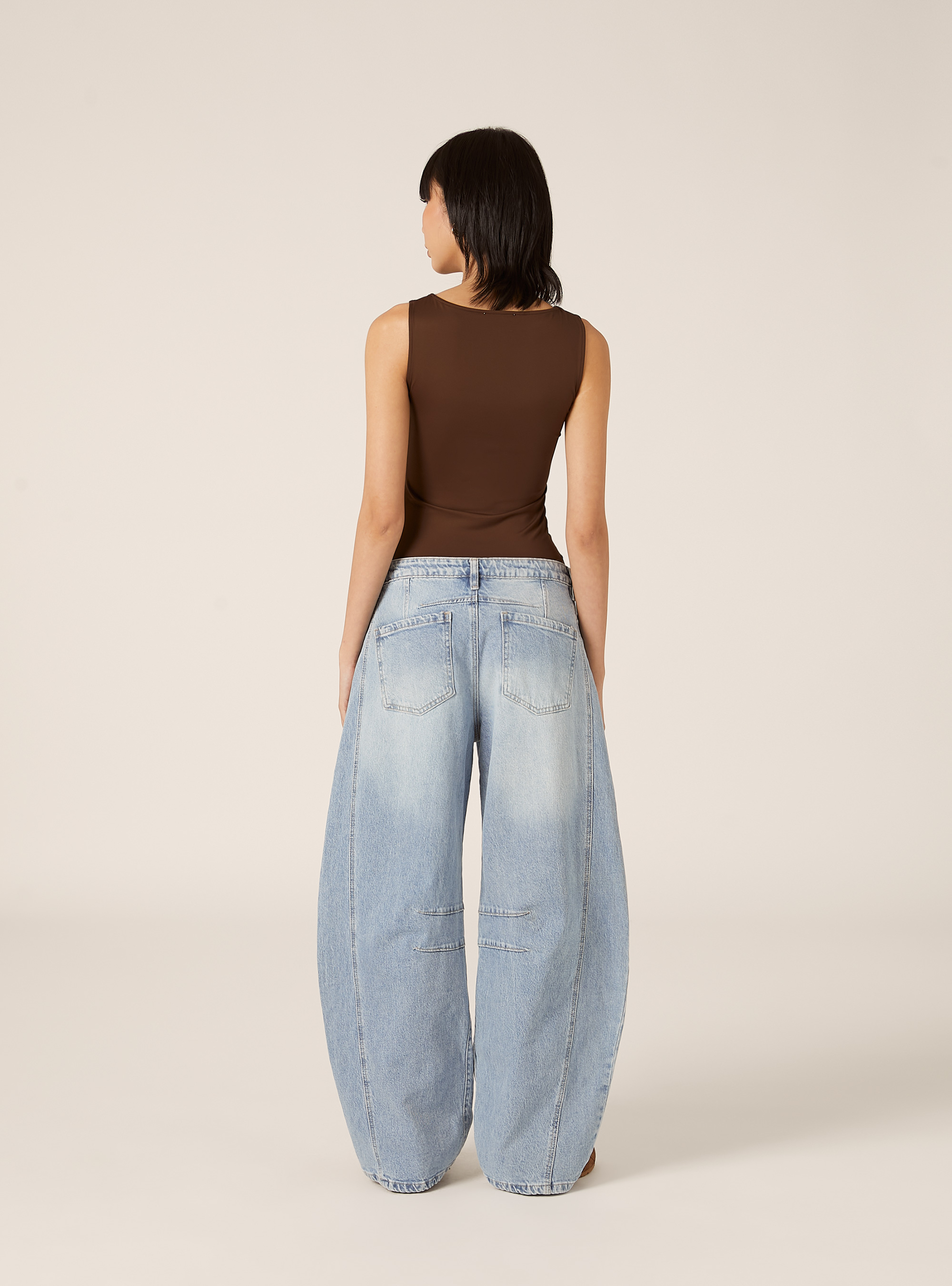 Balloon fit jeans with beads, D006 AZURE