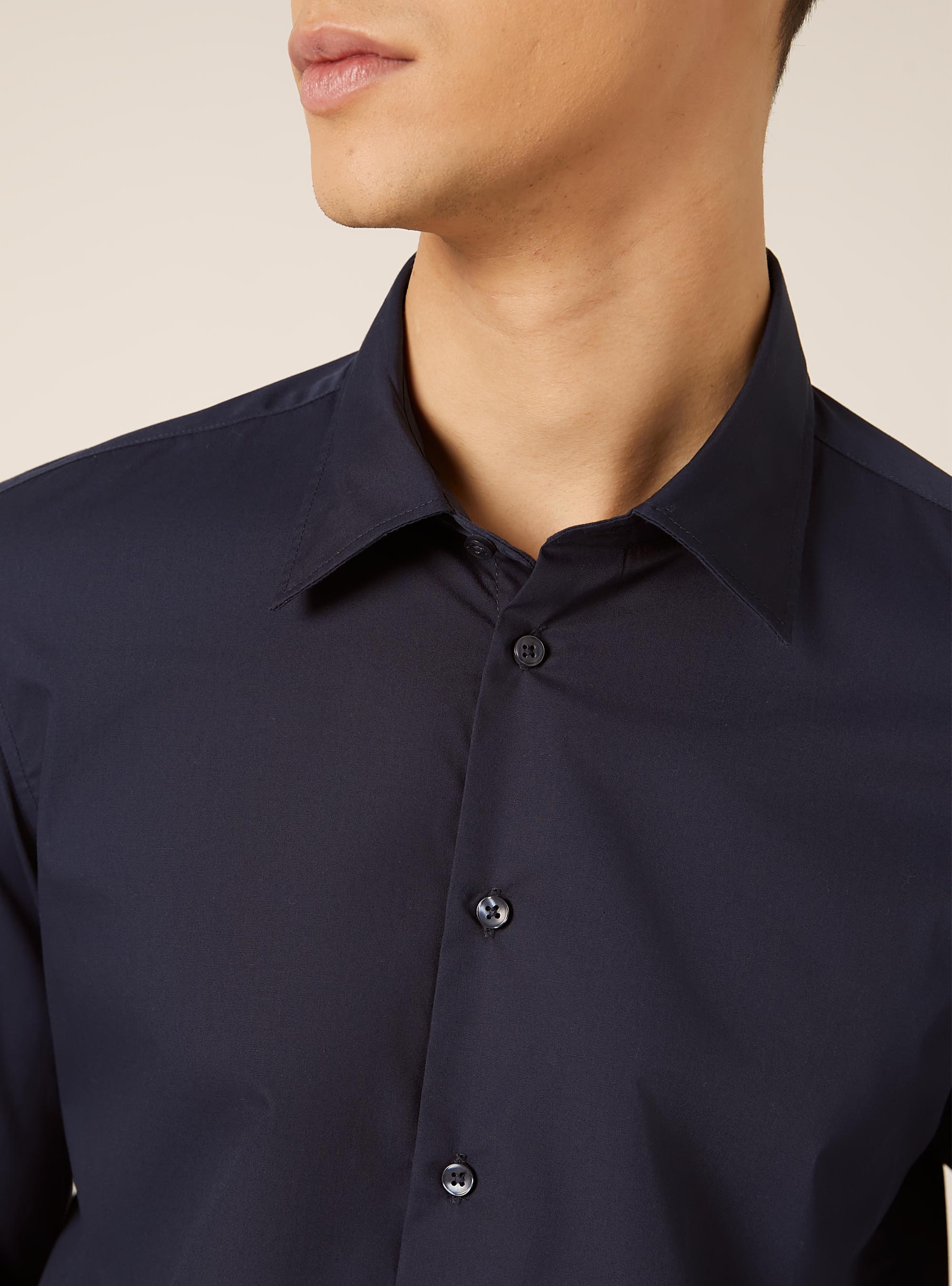 Camisa de manga larga lisa, NA1 NAVY DARK