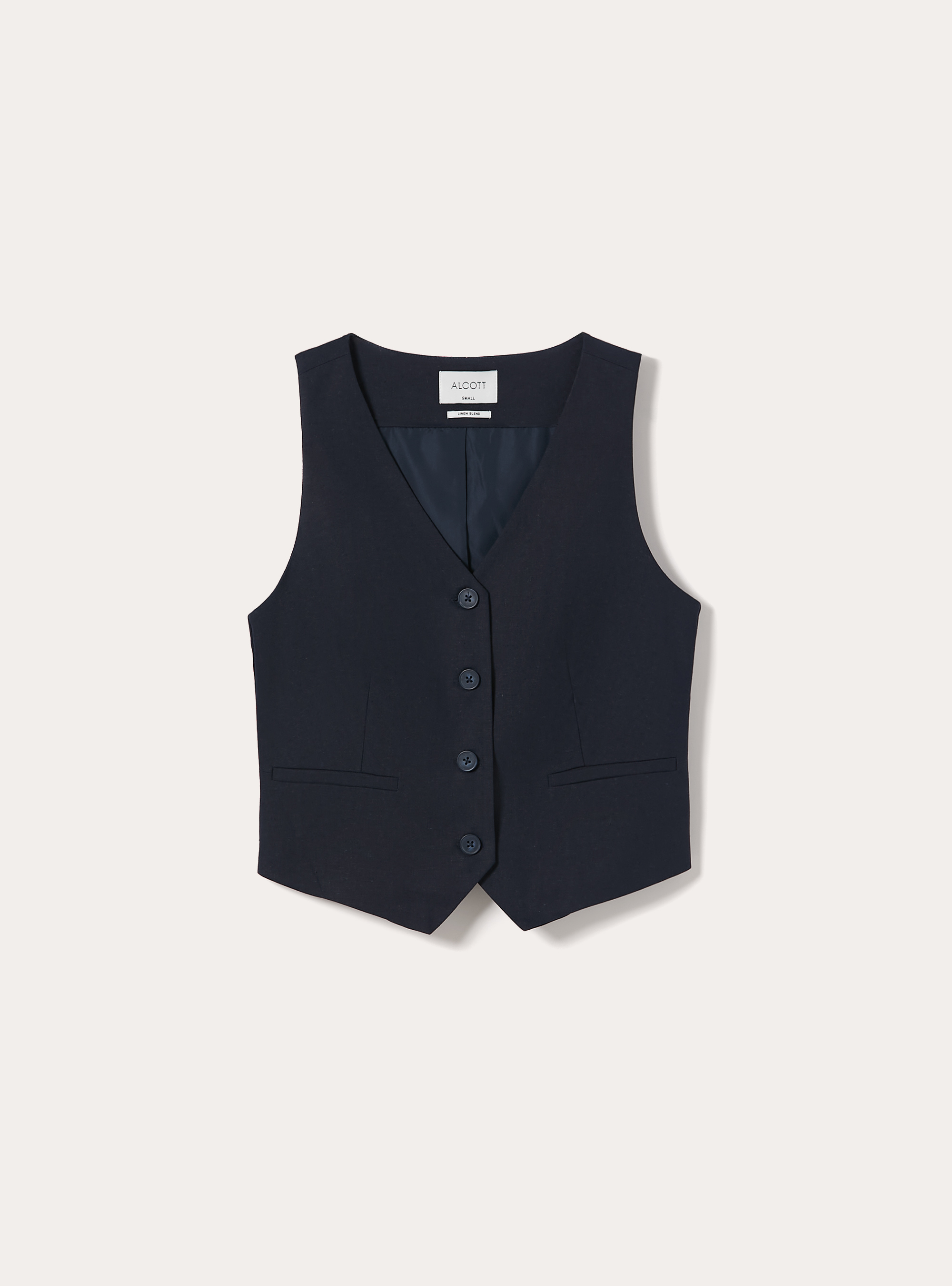 Weste aus Leinenmischung, NA2 NAVY MEDIUM