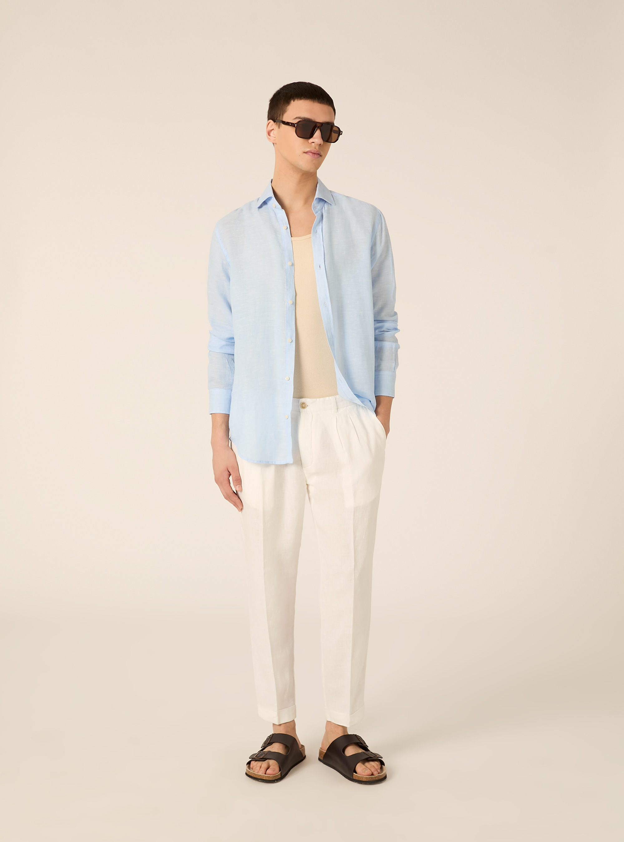 Pure linen chino trousers, WH2 WHITE