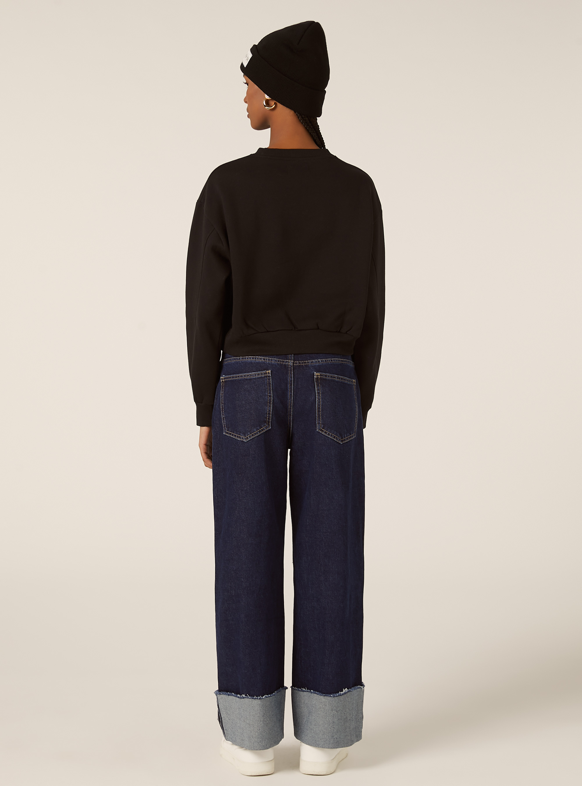 Sweat-shirt coupe boxy avec imprim&eacute;, BK1 BLACK