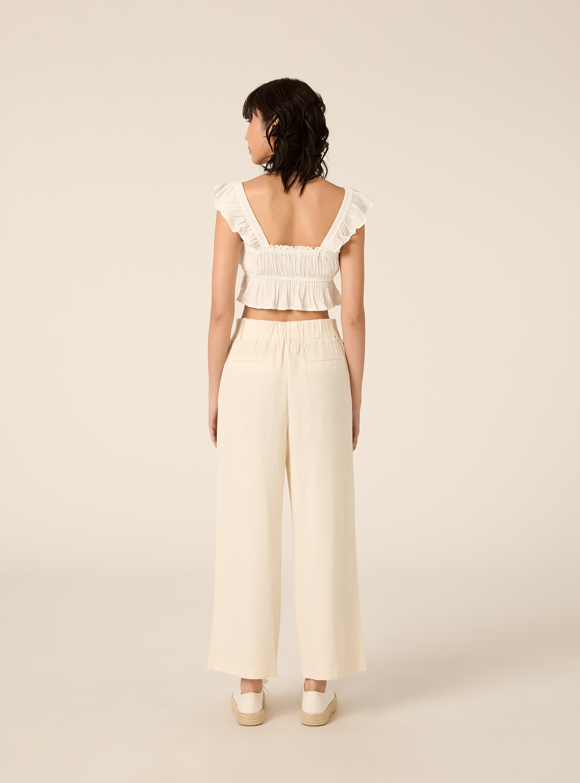 Wide-leg linen-blend pants, MBG3 BEIGE MEL LIGHT