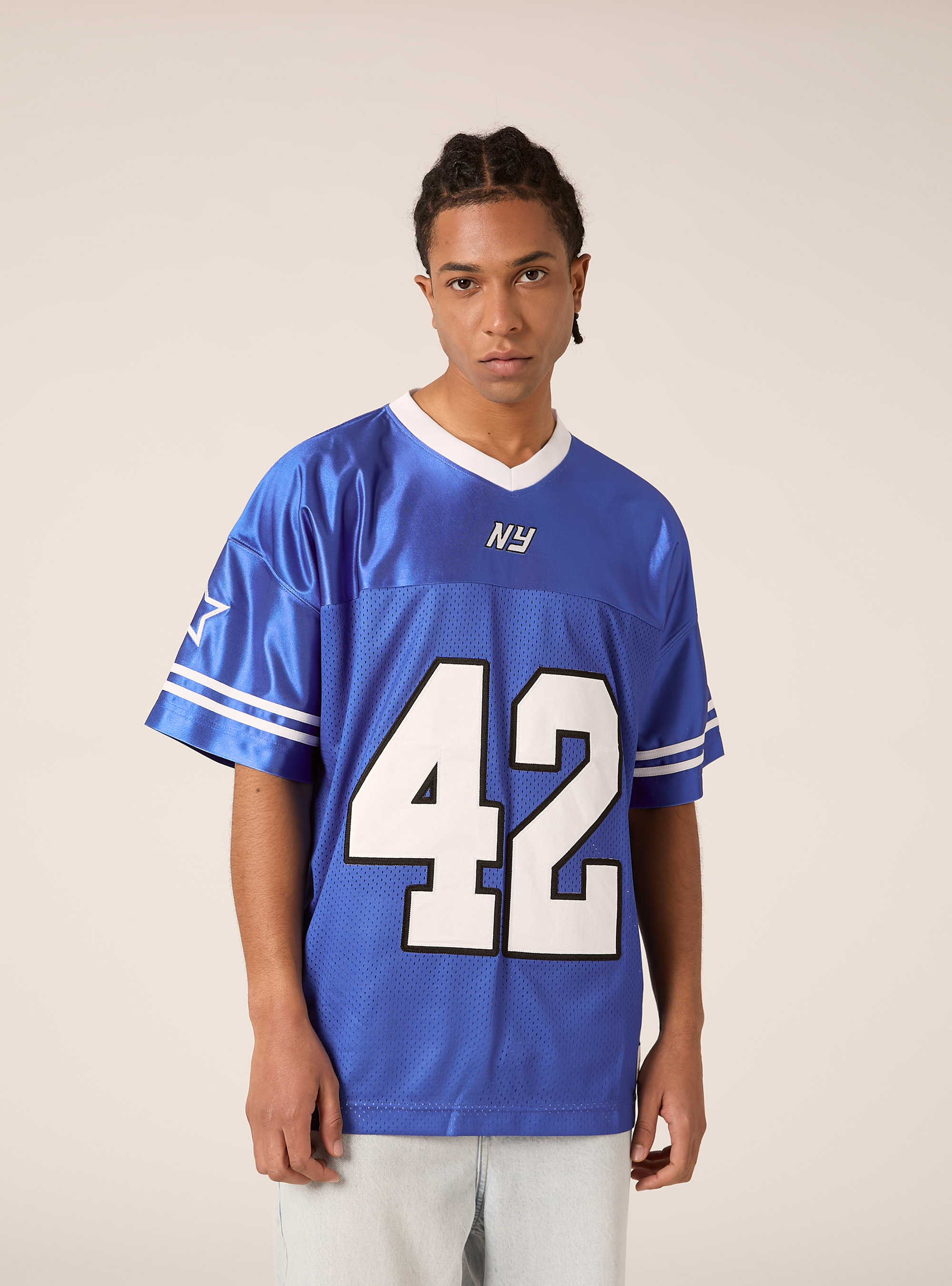 Football-T-Shirt mit Aufn&auml;hern, RY2 ROYALE MEDIUM