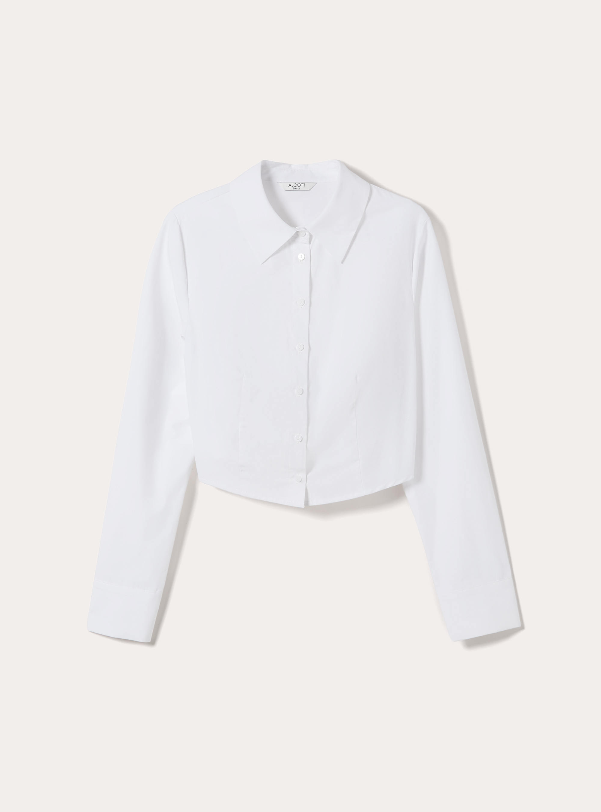 Camisa cropped de popelina, WH3 WHITE