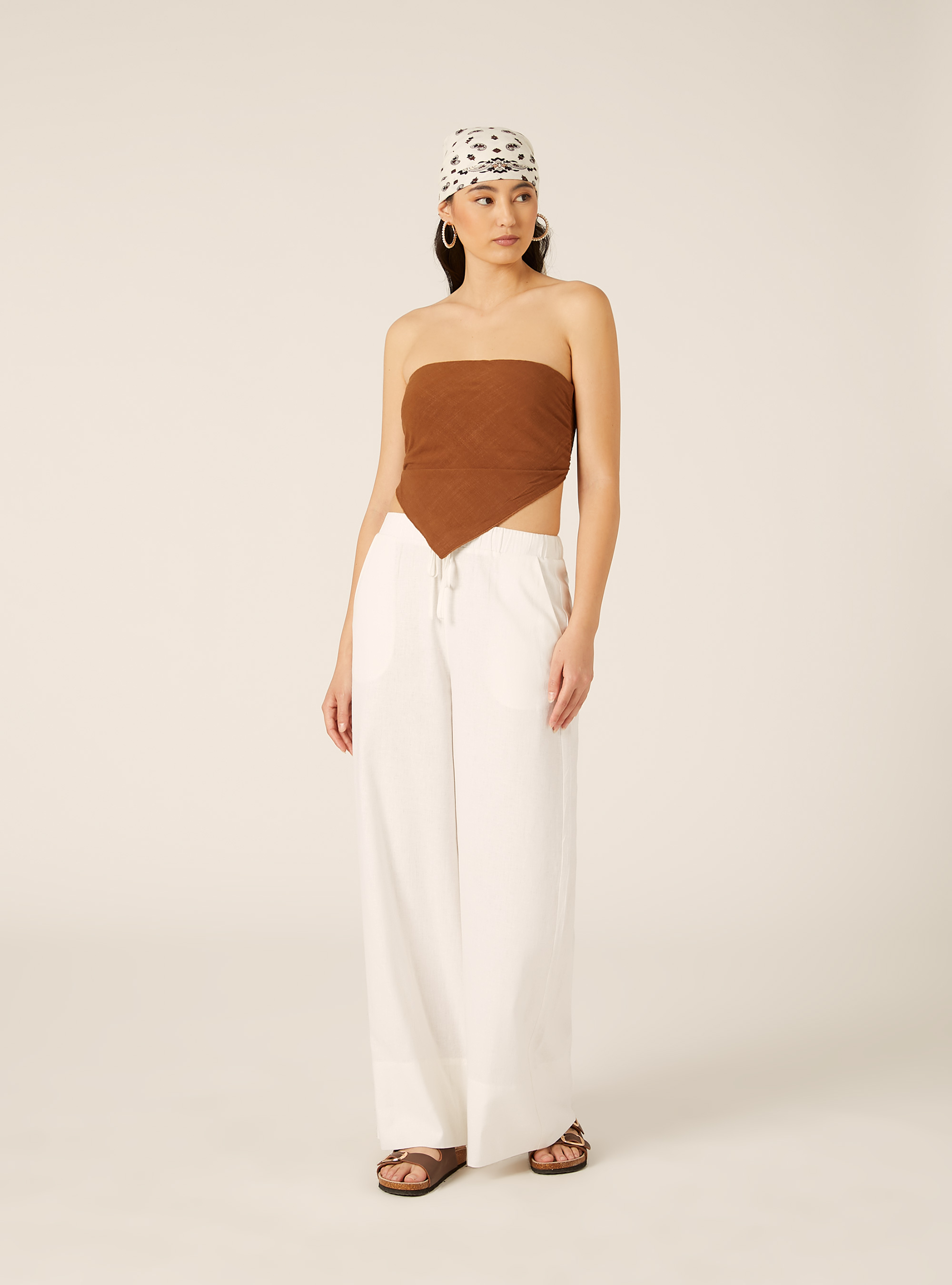 Top bandeau en mezcla de lino, TB2 TOBACCO MEDIUM