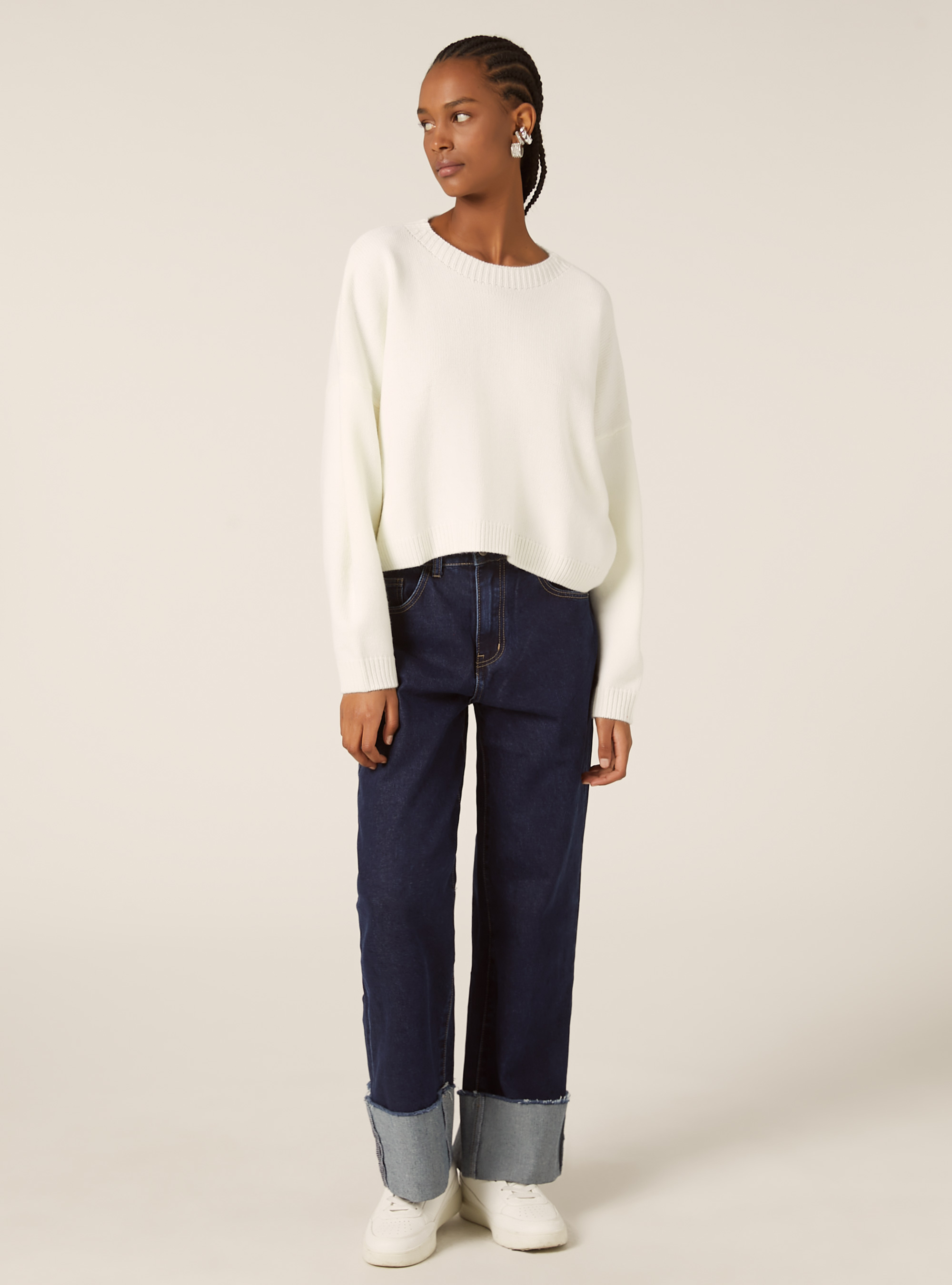 Pull &agrave; col rond basique, WH1 OFF WHITE