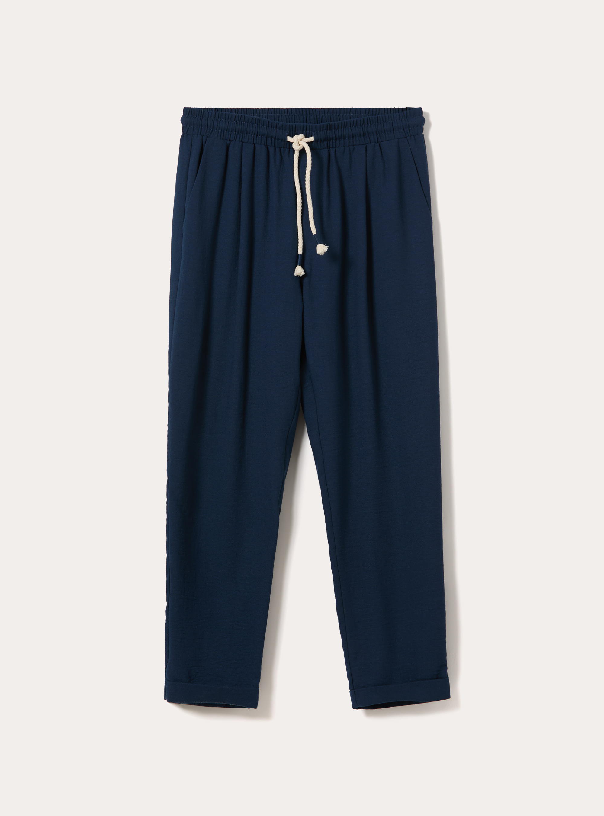 Comfort Fit Pleated Trousers with Drawstring, NA2 NAVY MEDIUM