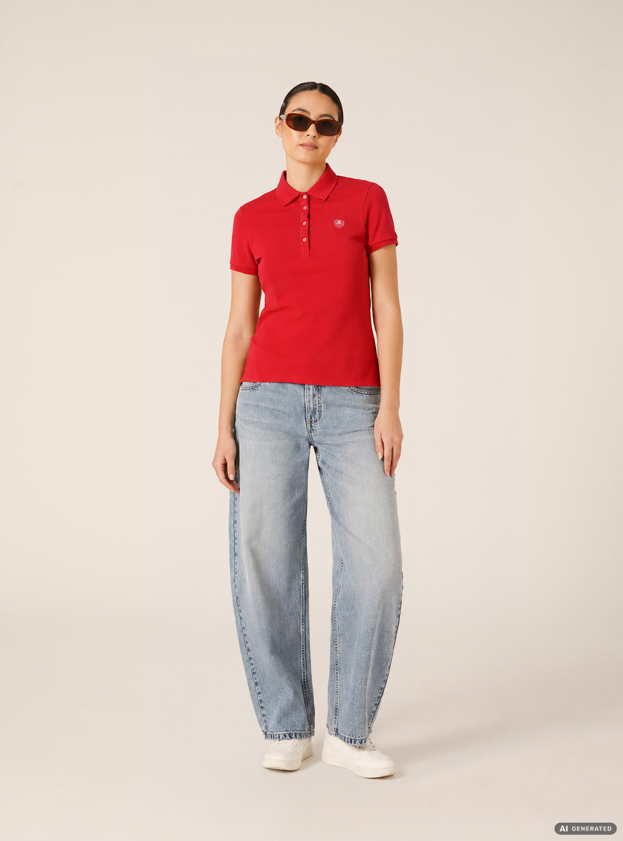 Polo de piqu&eacute; de algod&oacute;n con bordado, RD2 RED MEDIUM