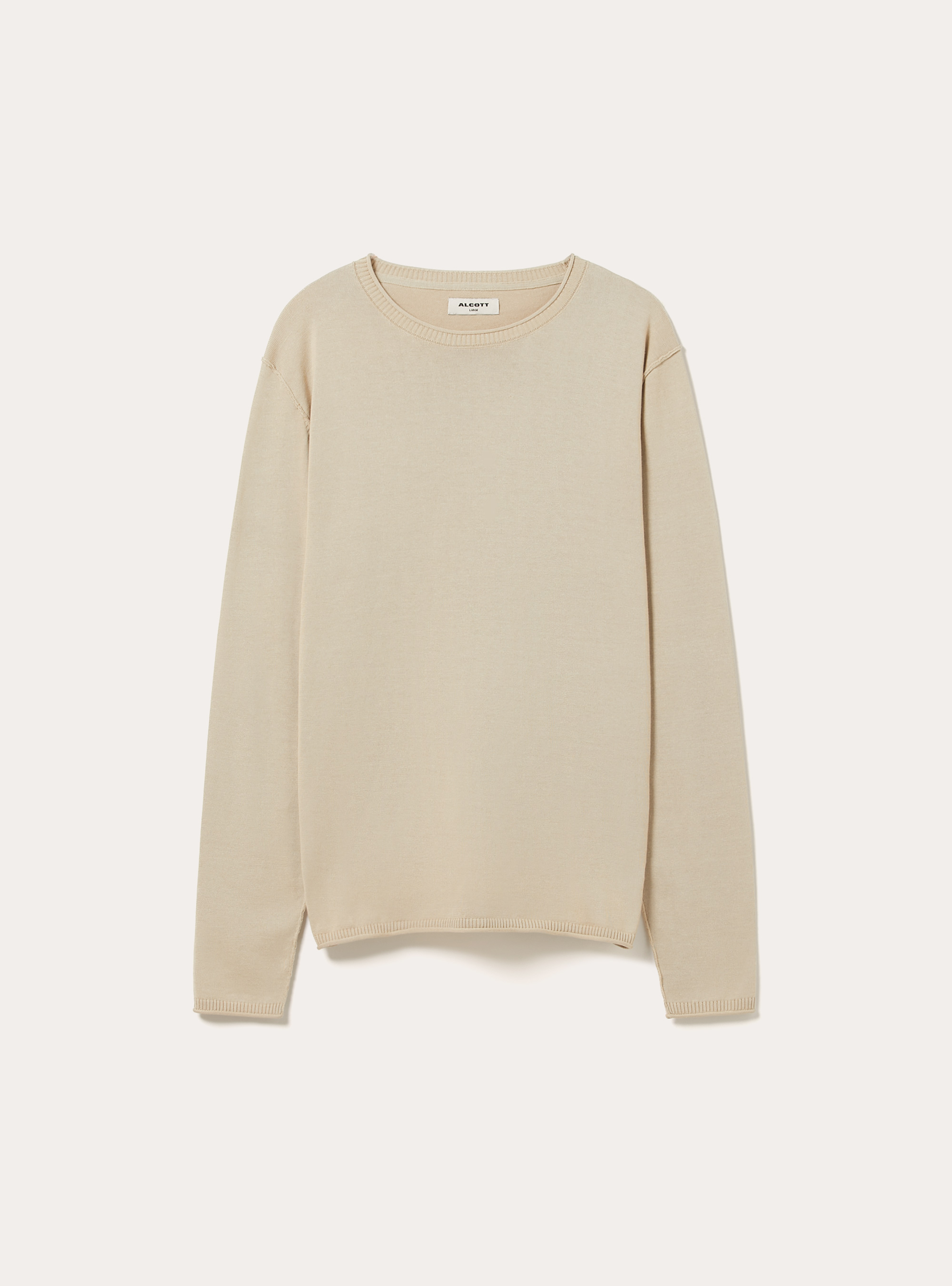 Cotton crew neck pullover, BG3 BEIGE LIGHT