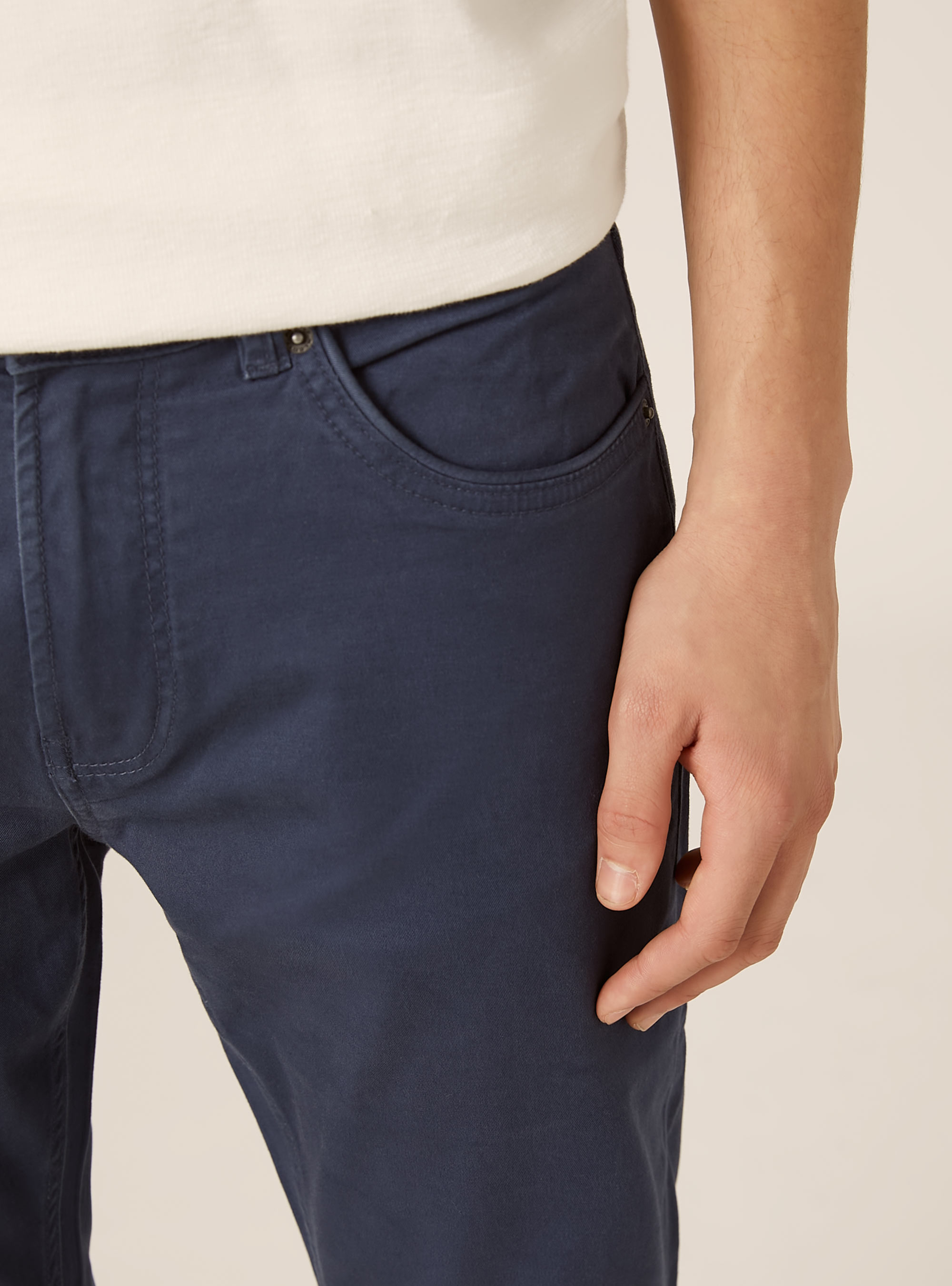 Slim fit cotton trousers, BL2 BLUE MEDIUM