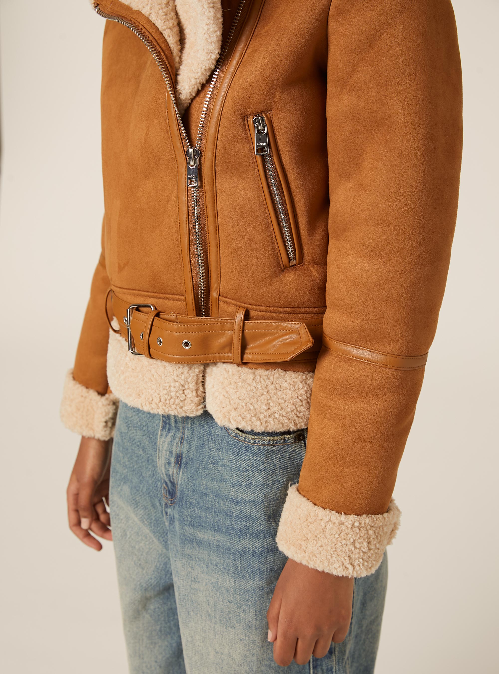 Veste en peau de mouton effet daim, TB2 TOBACCO MEDIUM