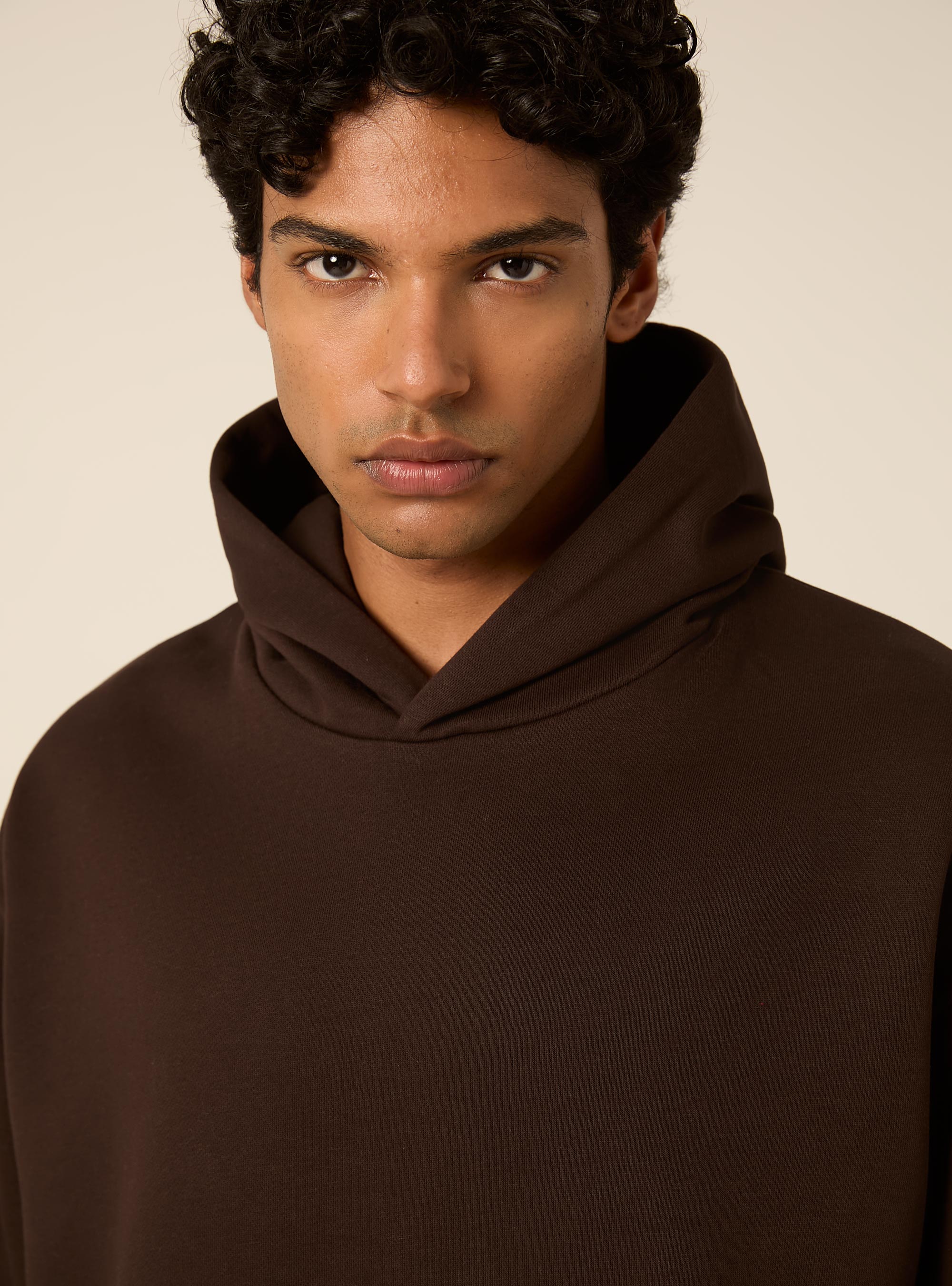 Boxy fit hoodie, BR1 BROWN DARK