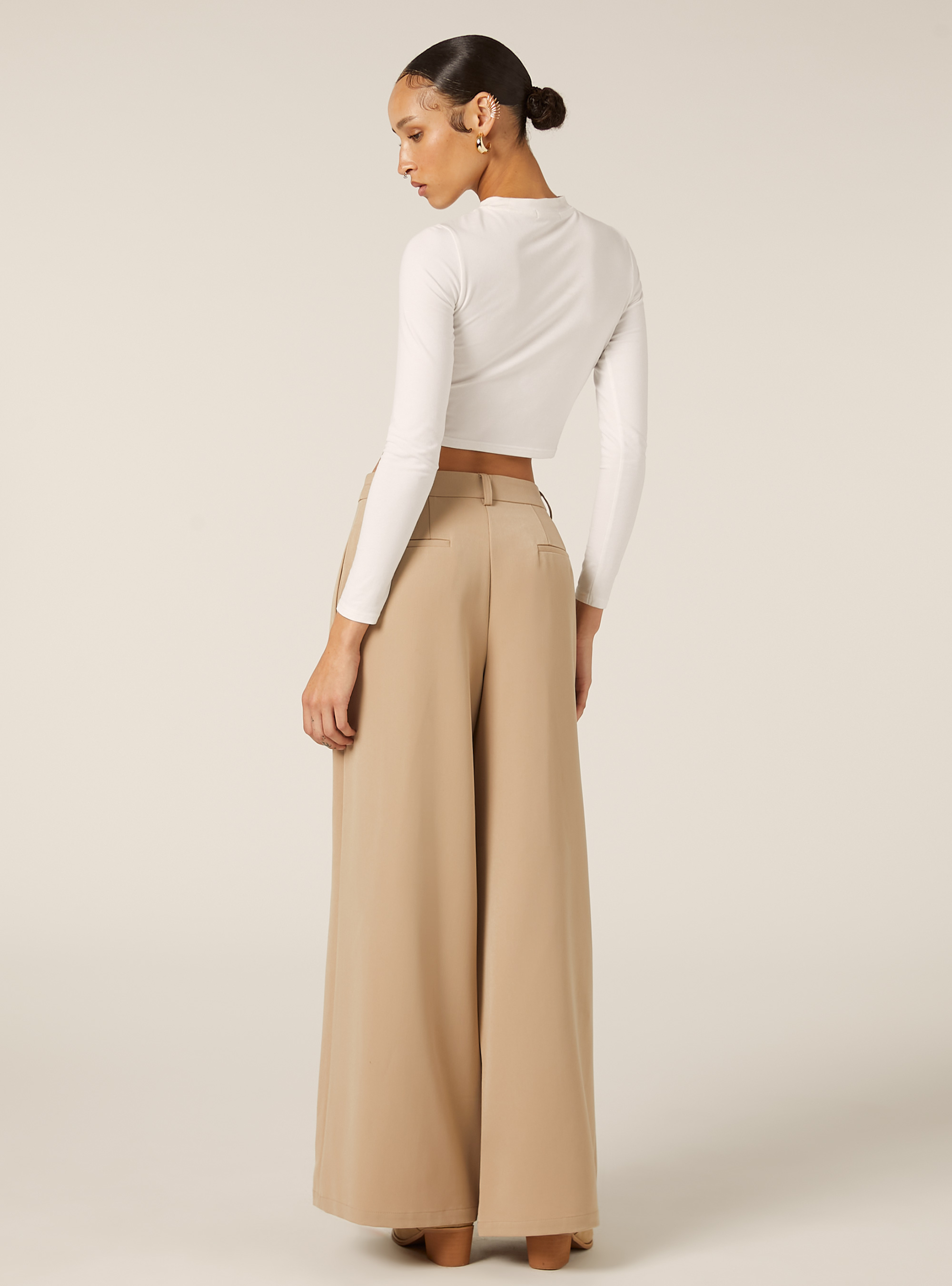 Pantalon large &agrave; pinces, BG2 BEIGE MEDIUM