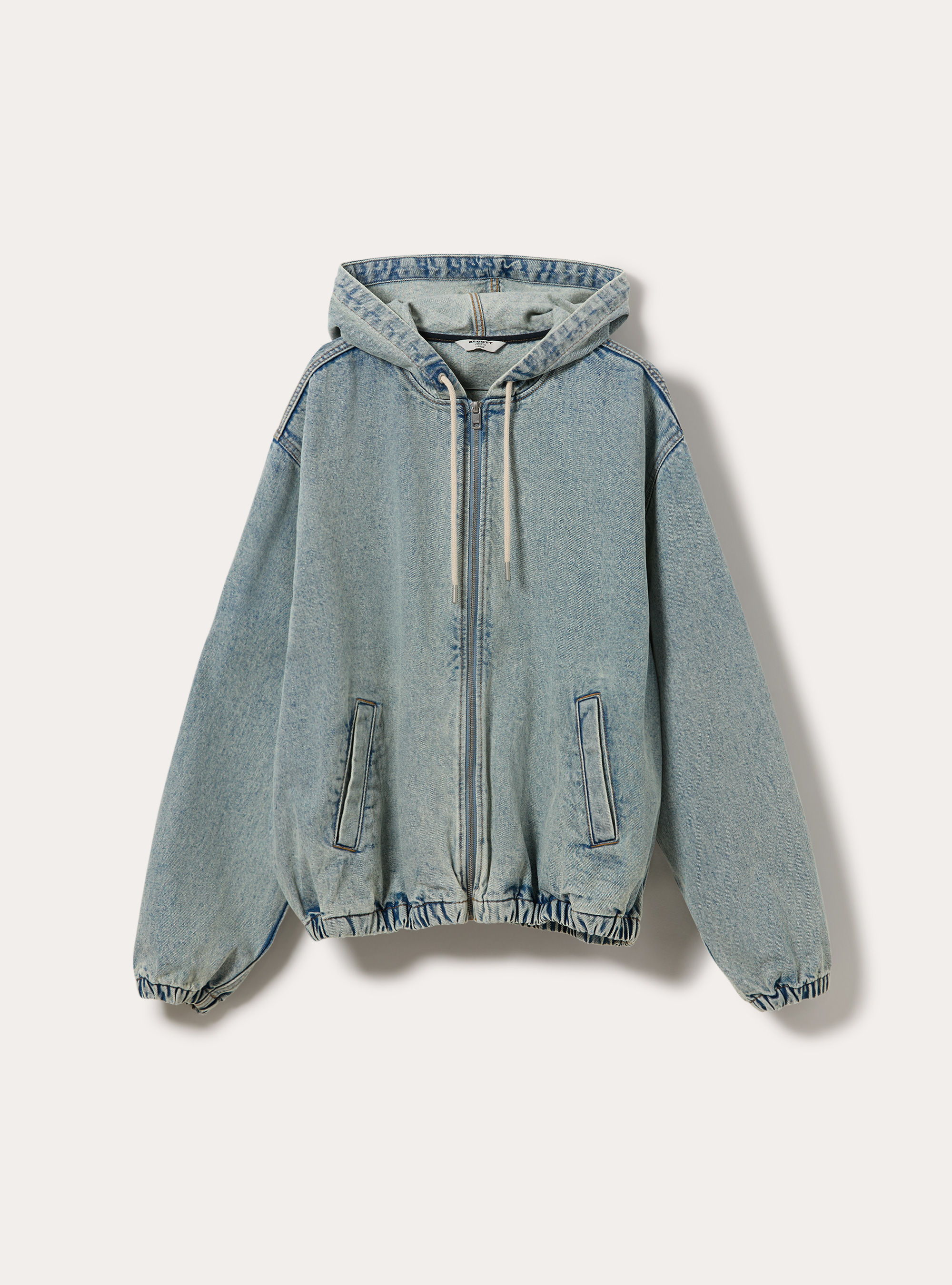 Hooded denim bomber jacket, D006 AZURE