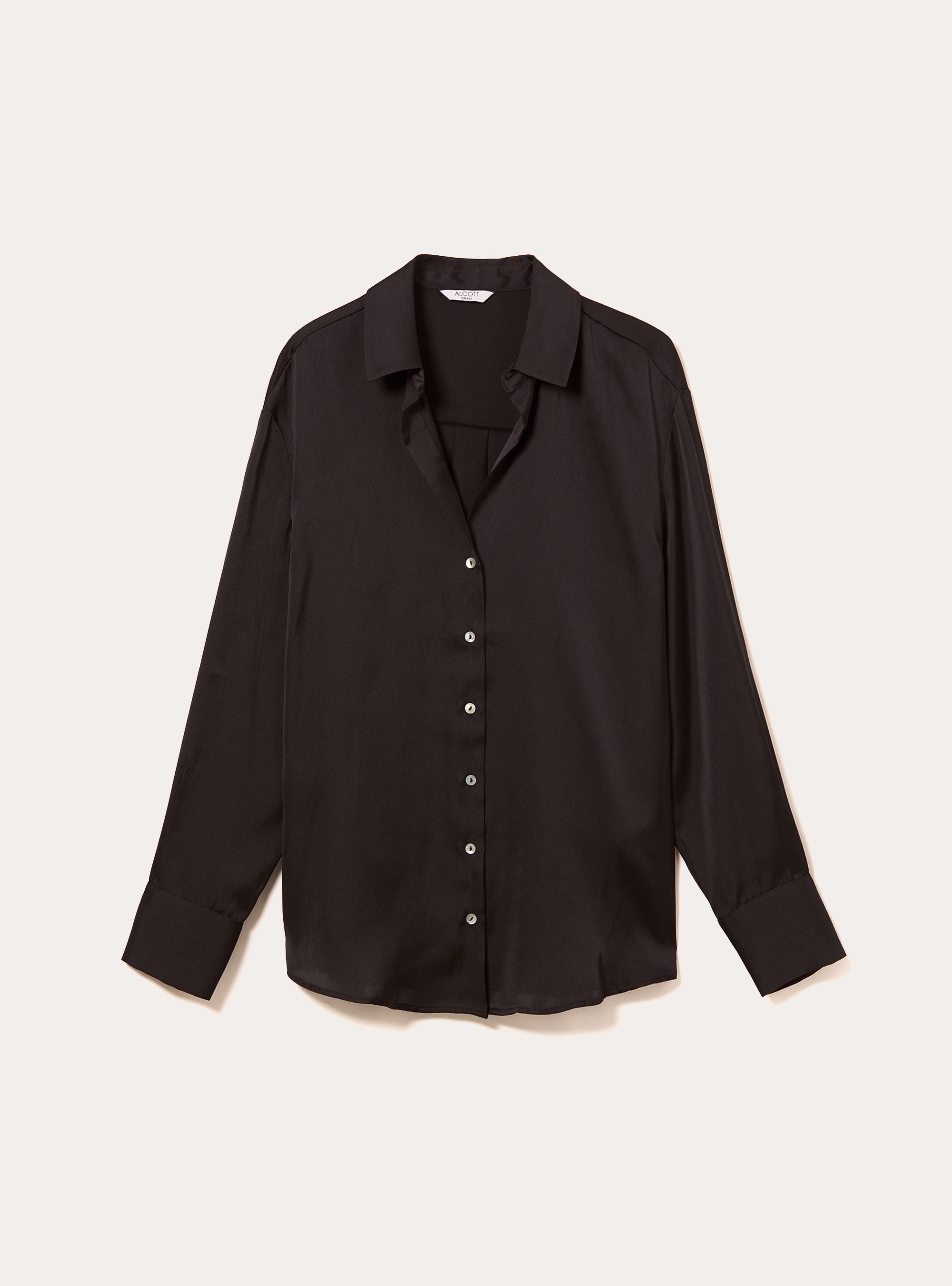 Chemise en satin uni, BK1 BLACK