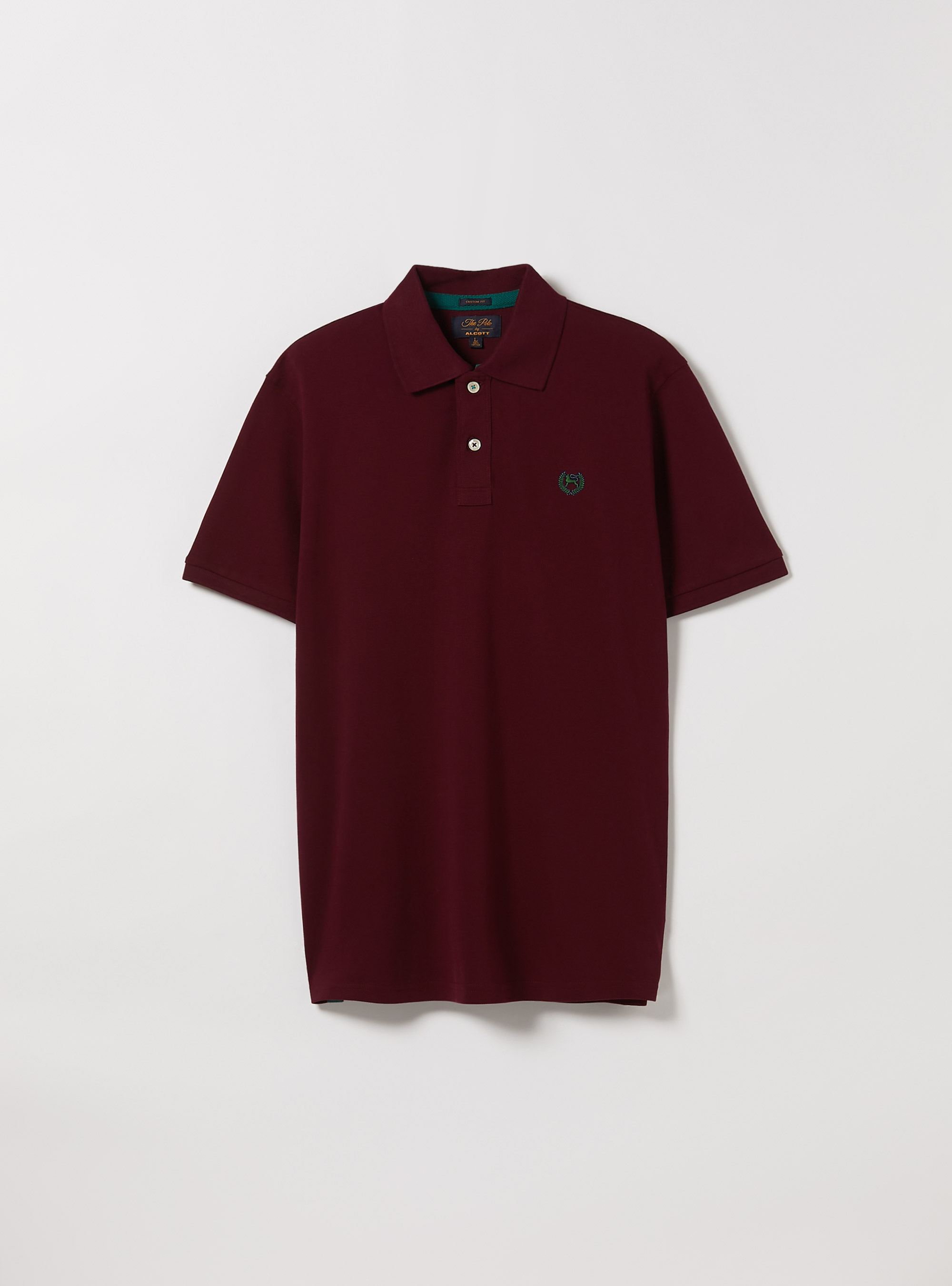 Polo in cotone piquet con ricamo, BORDEAUX SCURO