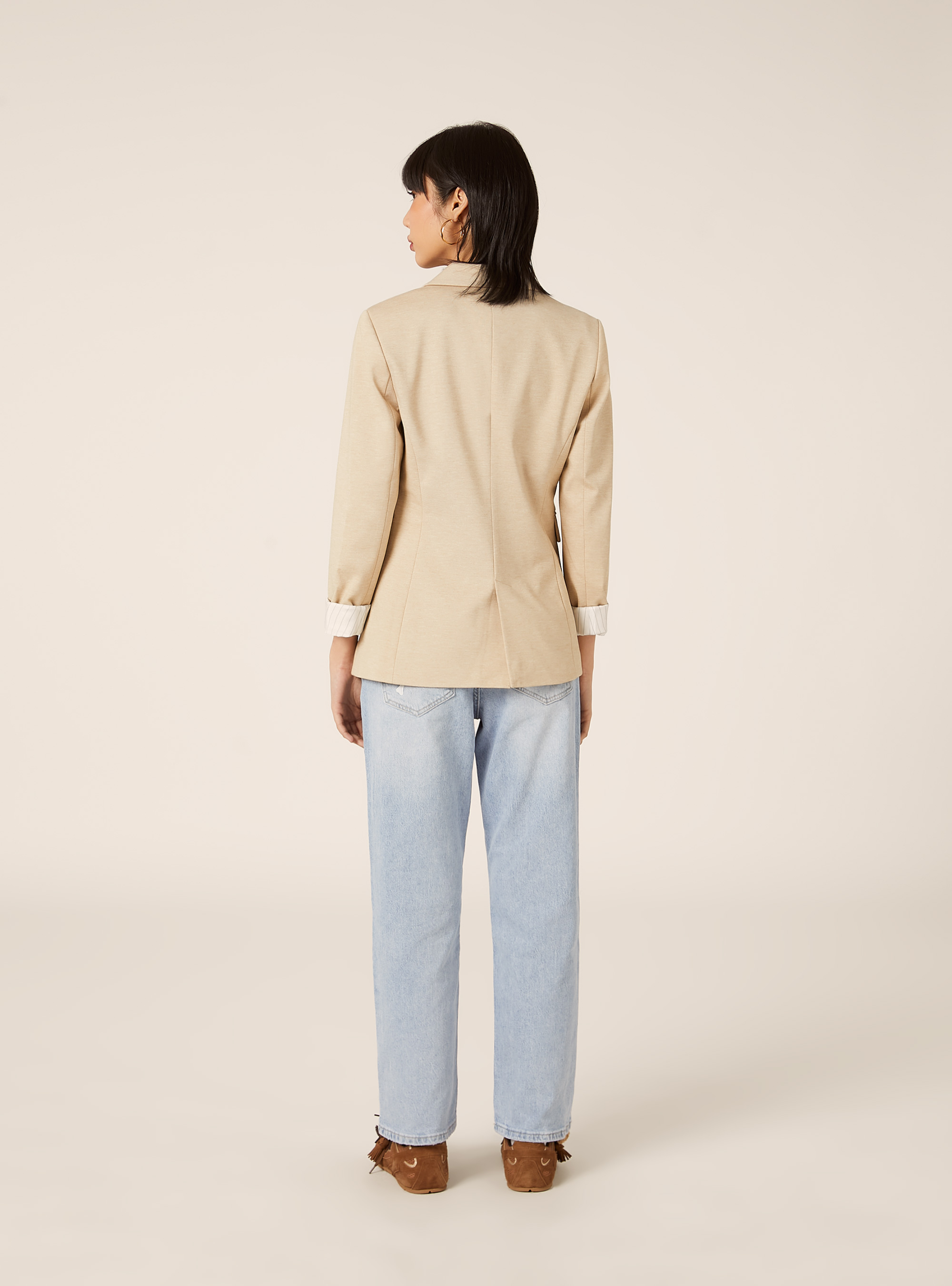 Blazer in jersey, BEIGE MEDIO MELANGE