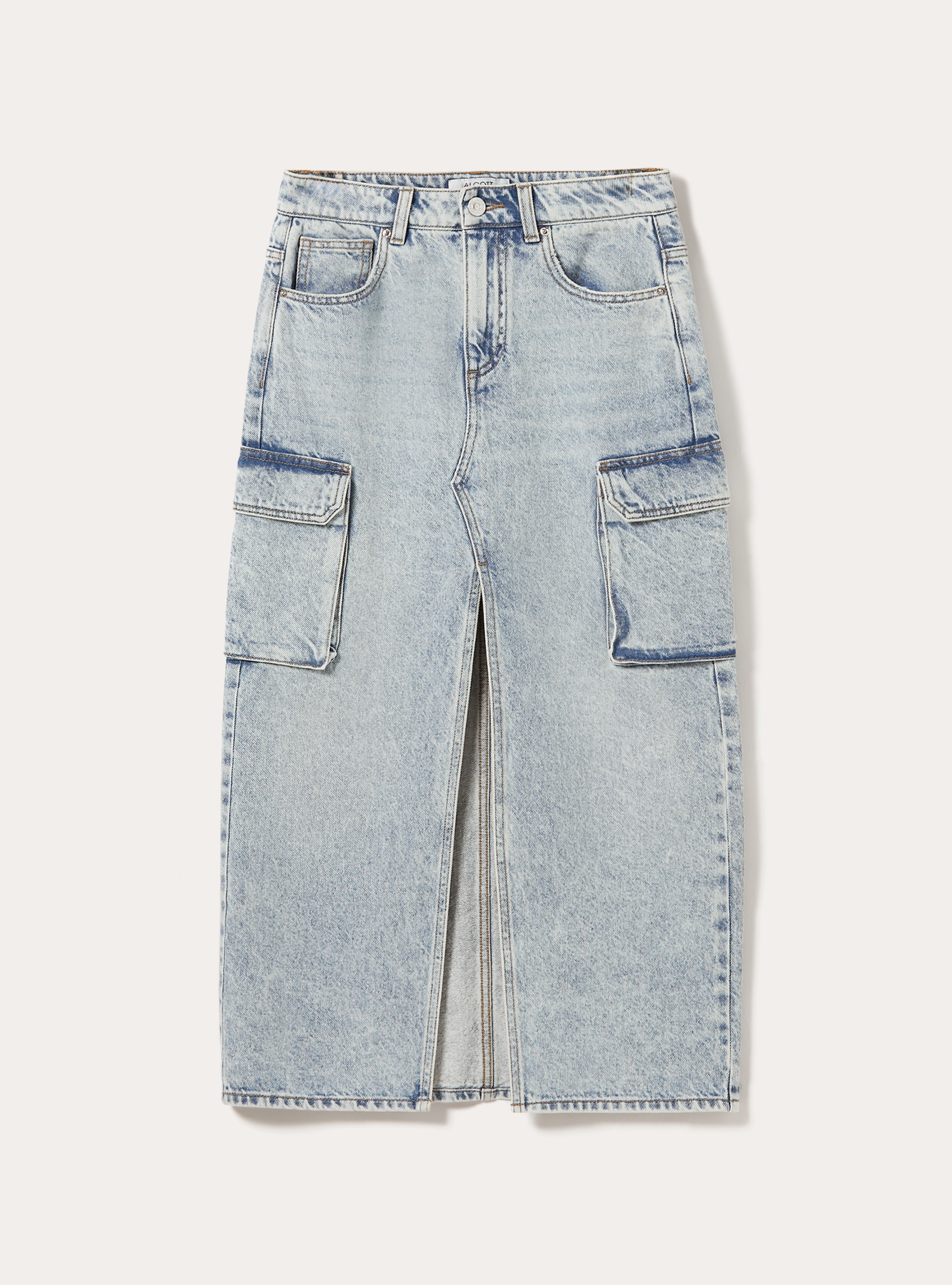 Jupe cargo longuette, D006 AZURE