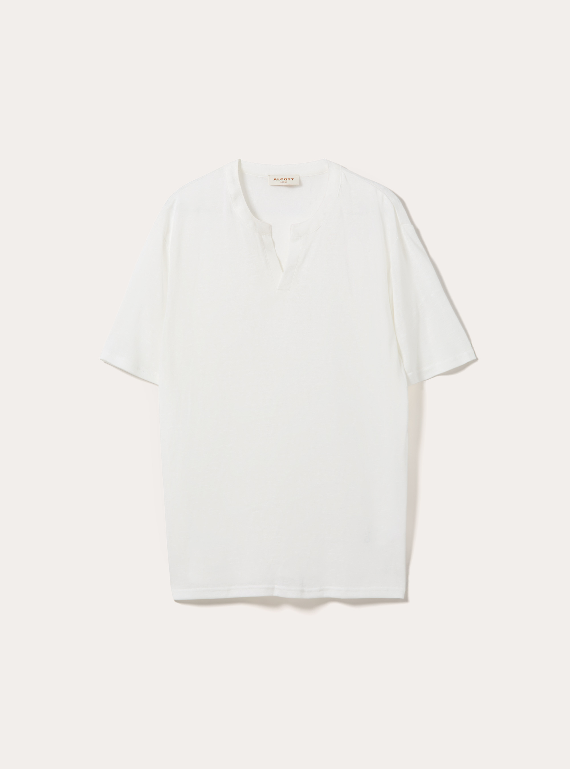 Notch Neck Short Sleeve Textured T-Shirt, WH1 OFF WHITE