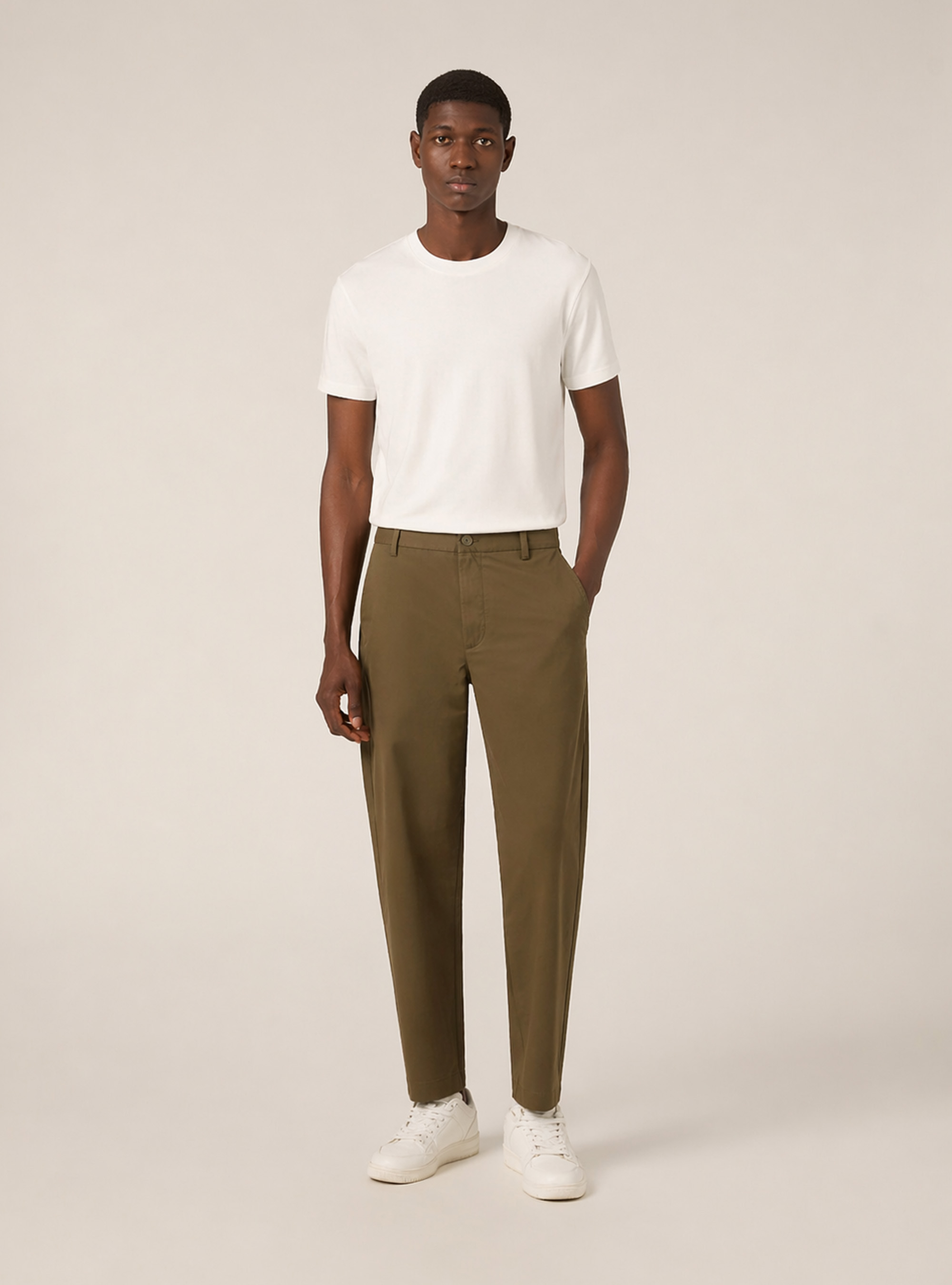 Pantaloni chino twill stretch slim fit, KAKY MEDIO