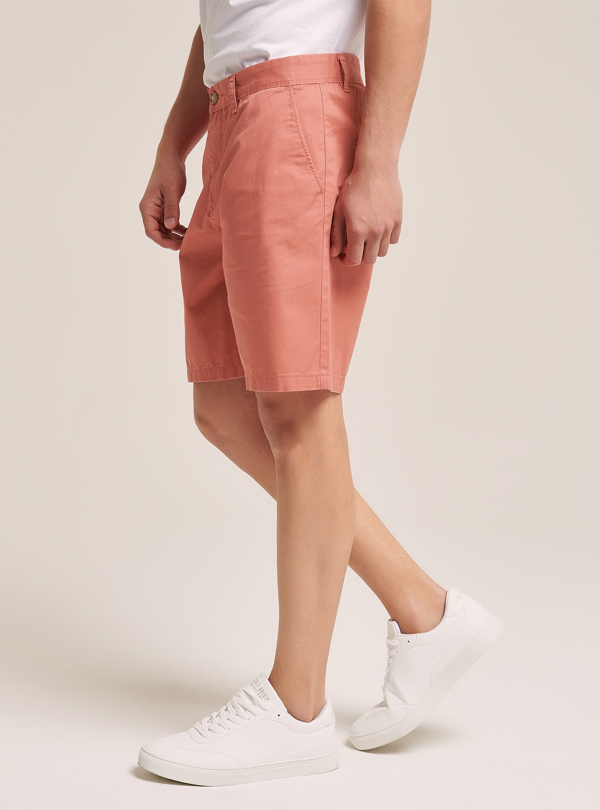 Bermuda in twill in tinta unita, ROSA MEDIO
