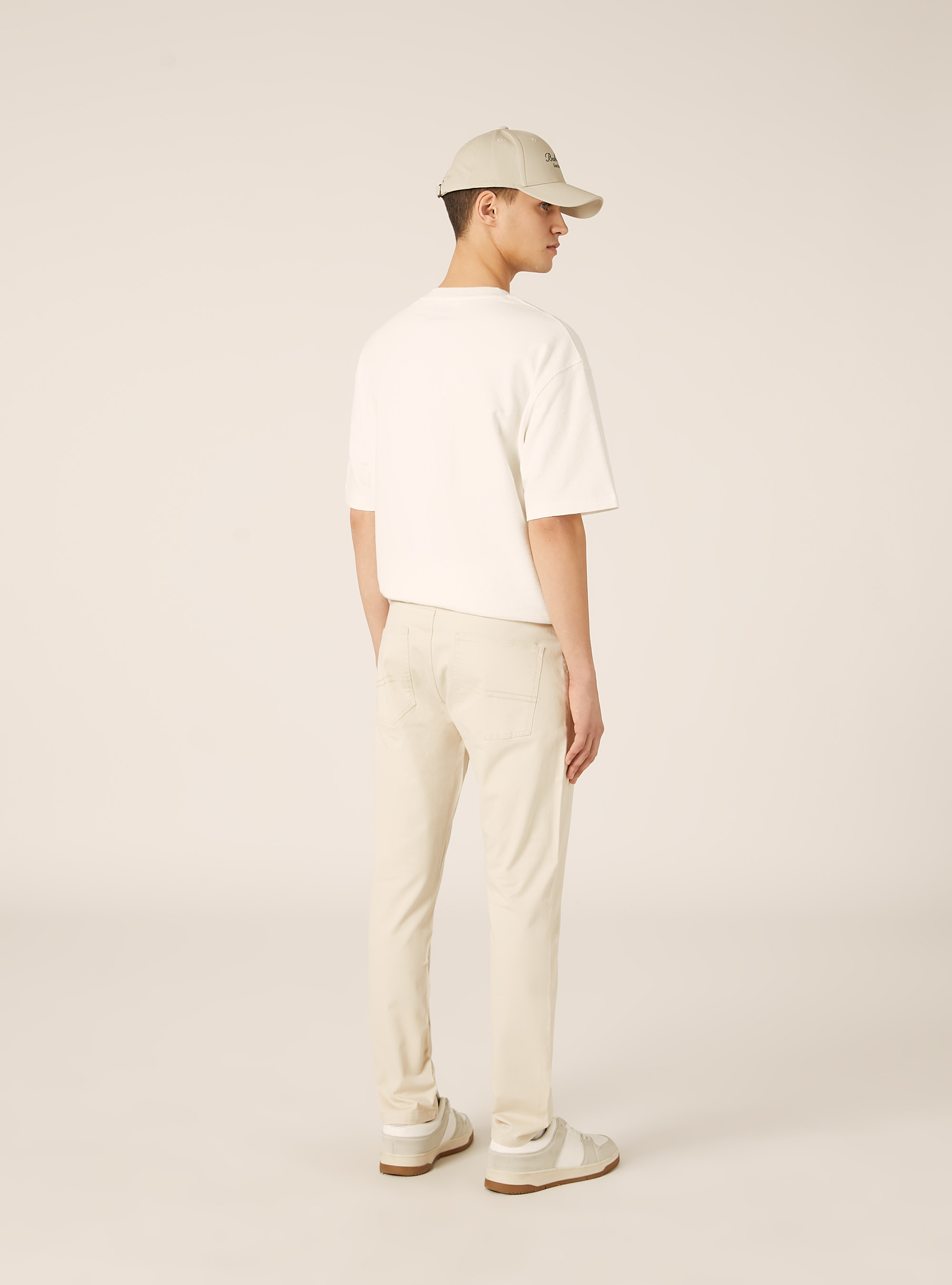 Slim fit cotton trousers, CR2 CREAM MEDIUM
