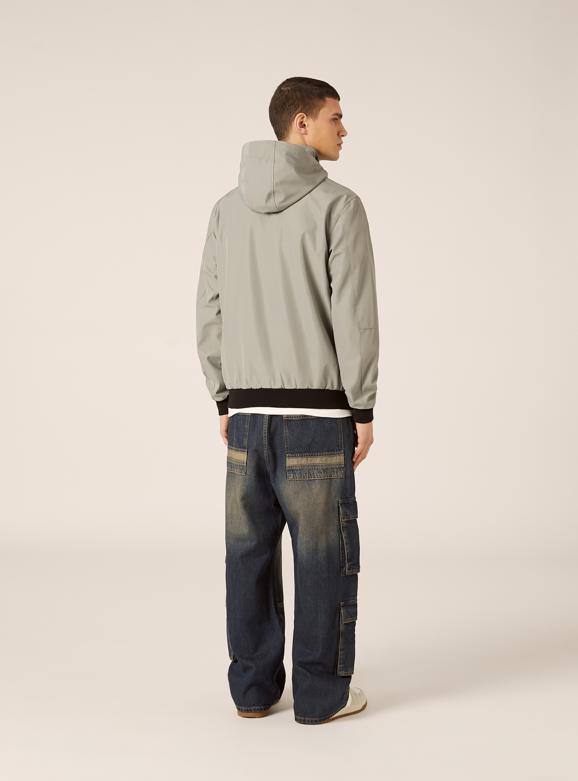 Winddichte Bomberjacke mit Kapuze, SG3 SAGE LIGHT