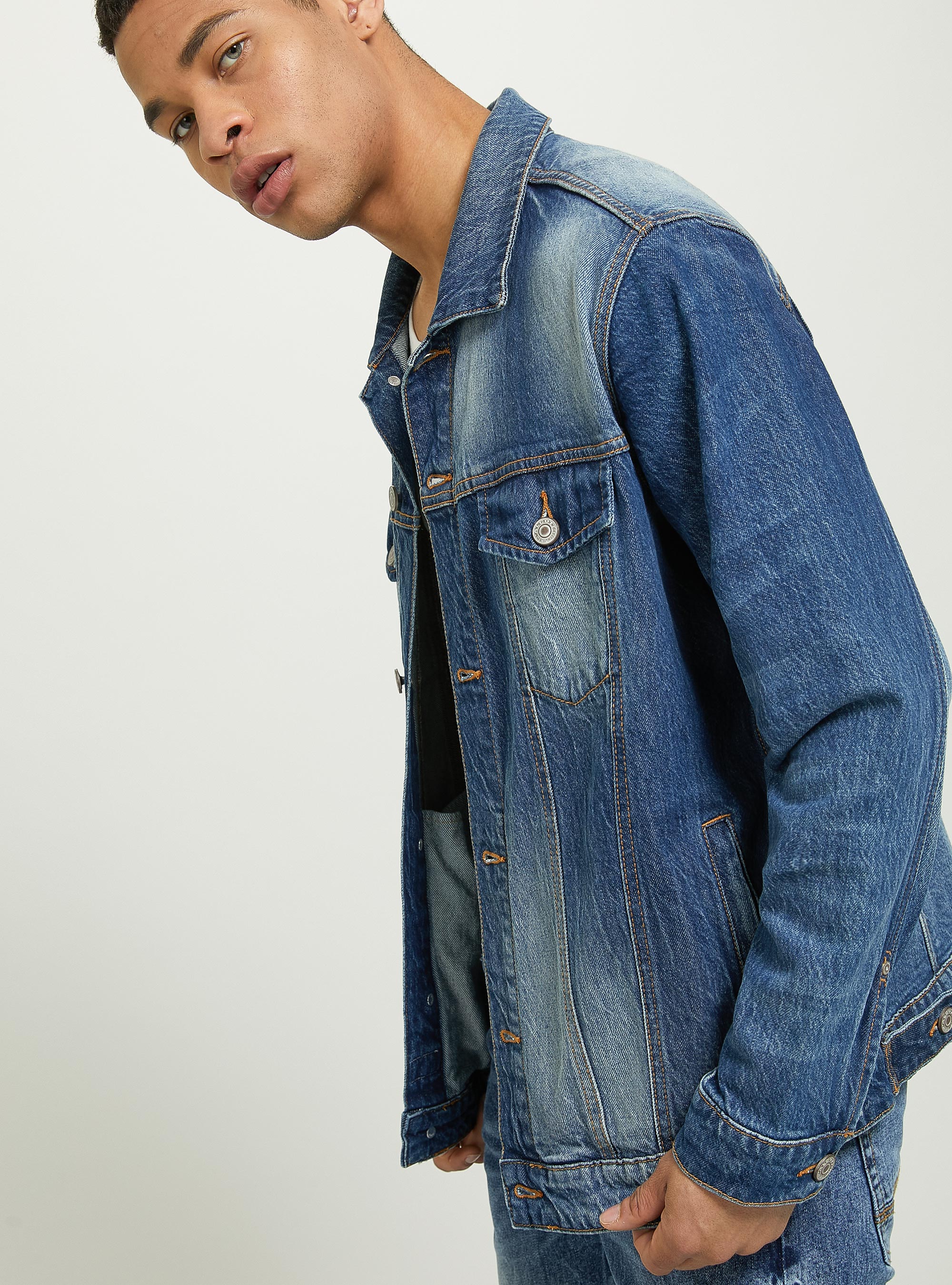 Chaqueta vaquera el&aacute;stica, AZUL