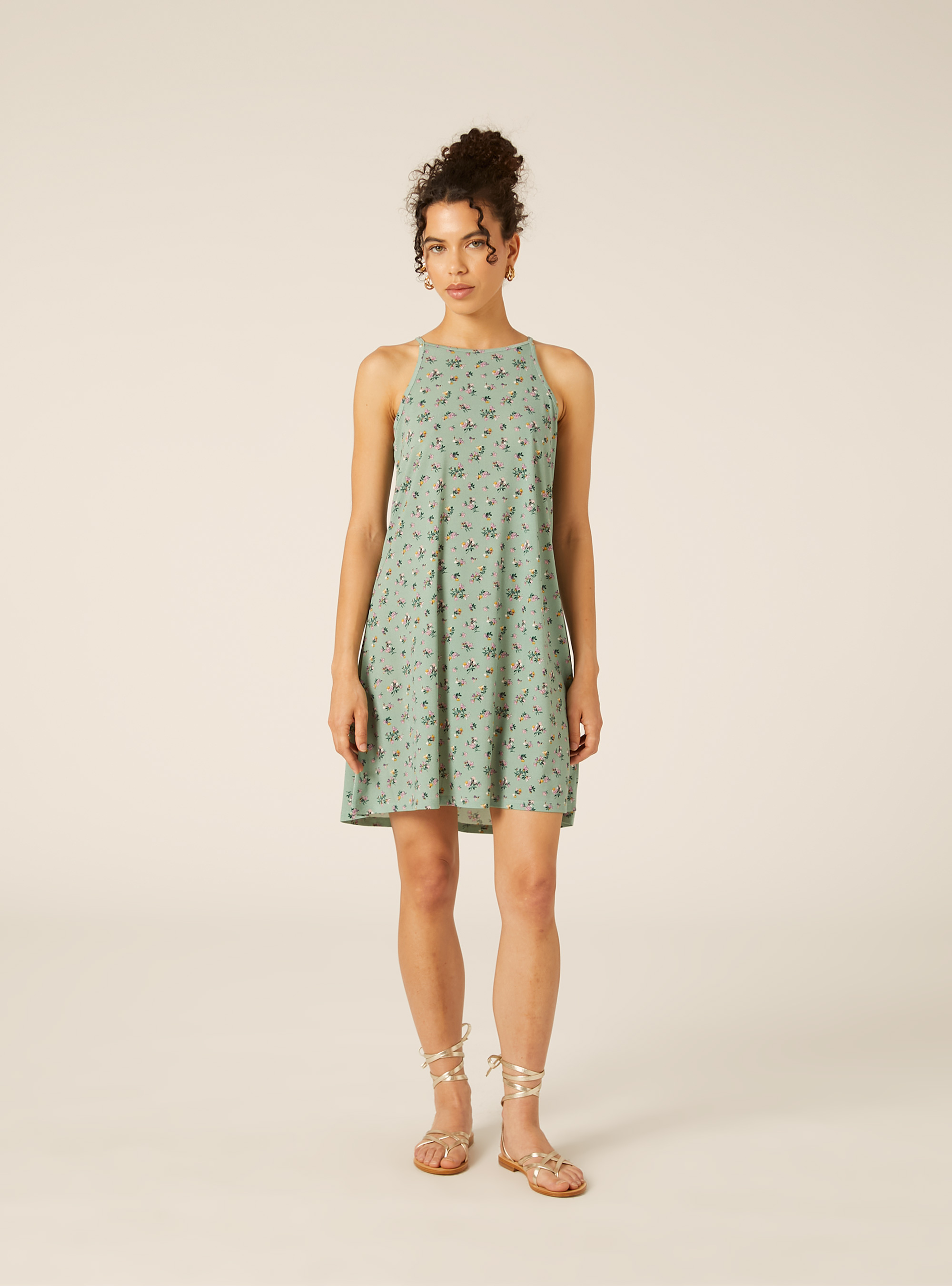 Floral Dress with Thin Straps, SG3 SAGE LIGHT