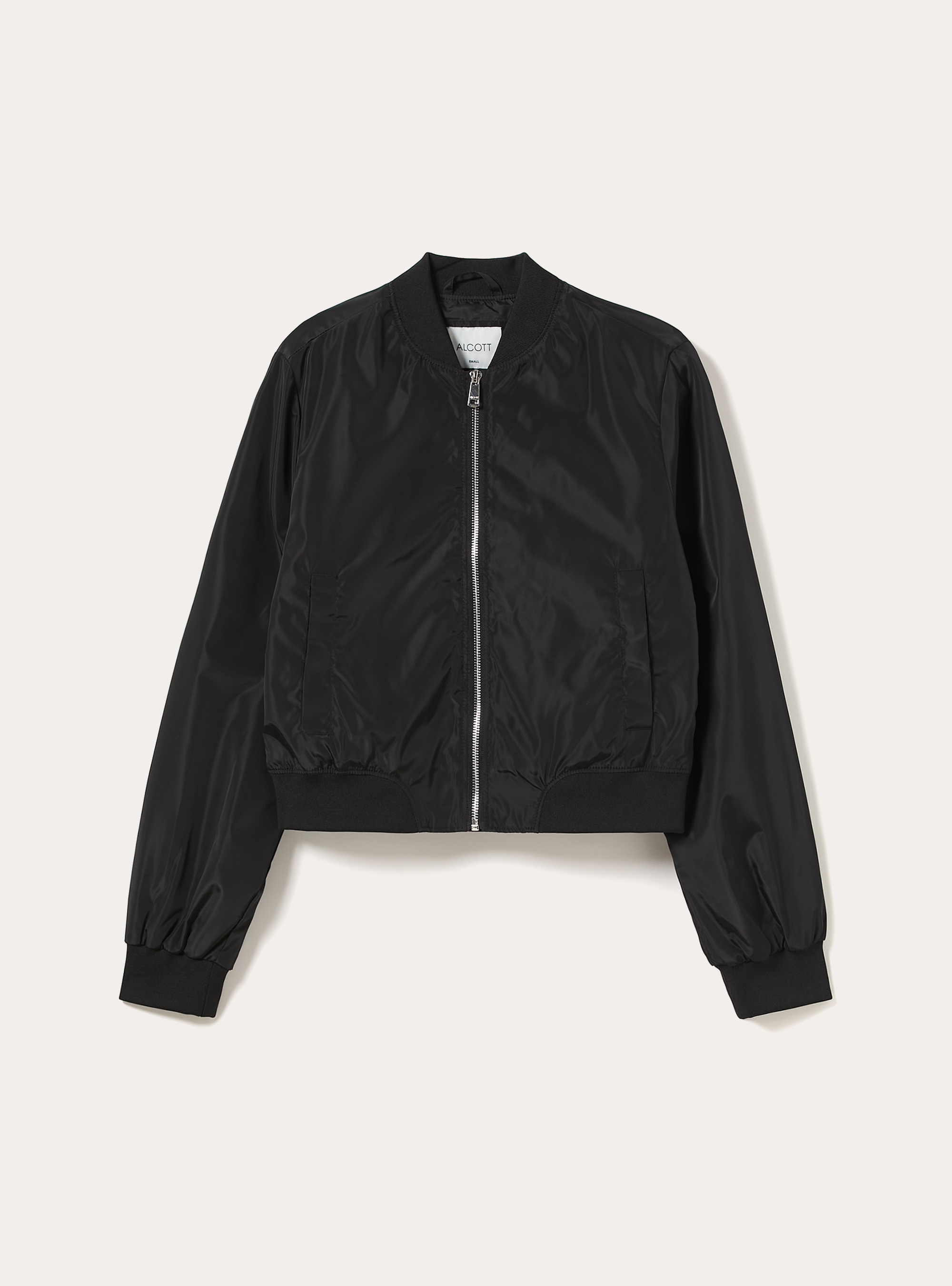 Shiny boxy fit bomber jacket, BK1 BLACK