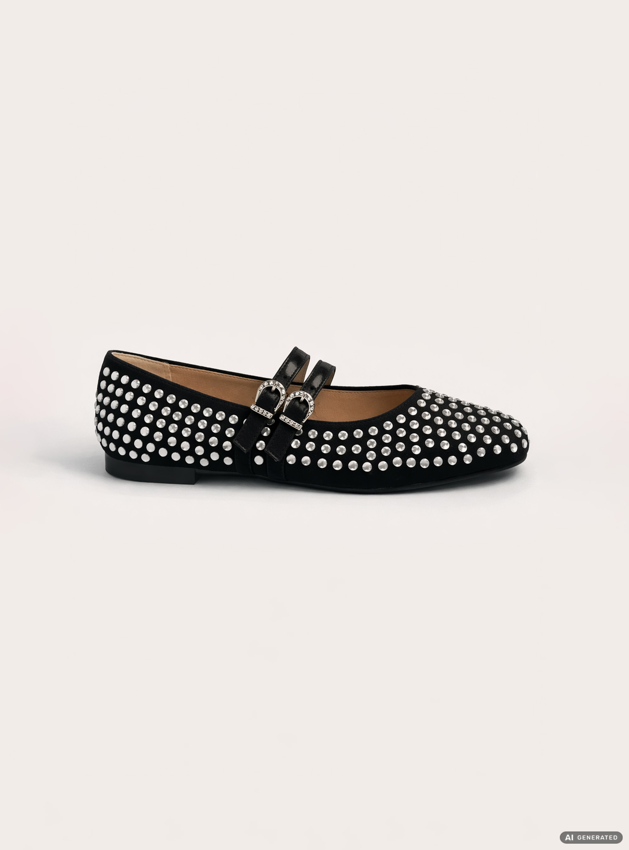 Studded ballet flats, BK1 BLACK