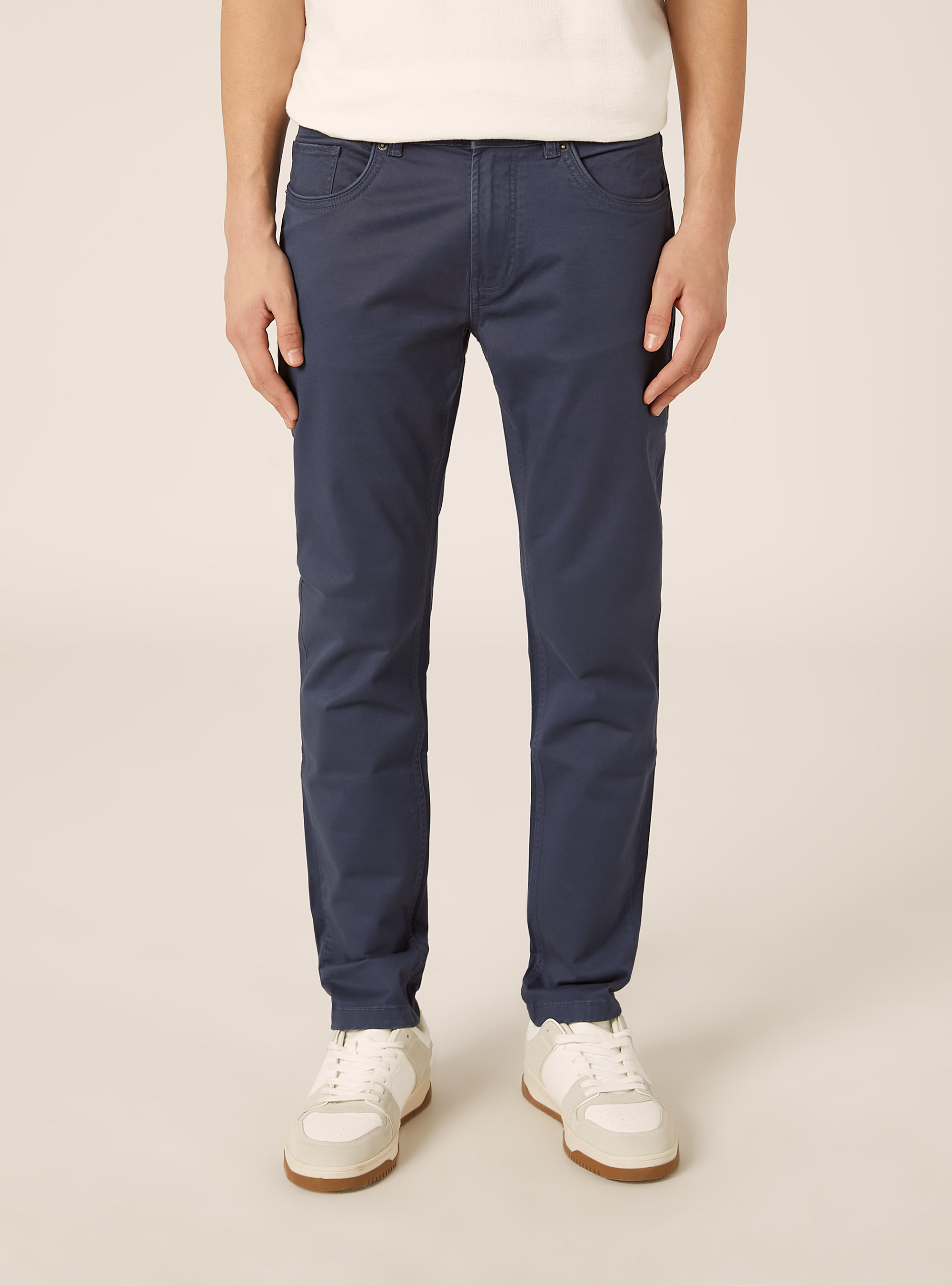 Slim fit cotton trousers, BL2 BLUE MEDIUM