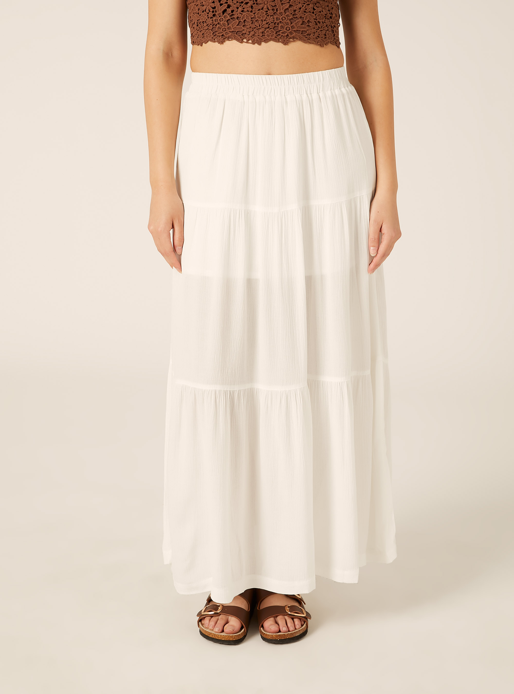 Jupe longue boh&egrave;me, WH2 WHITE