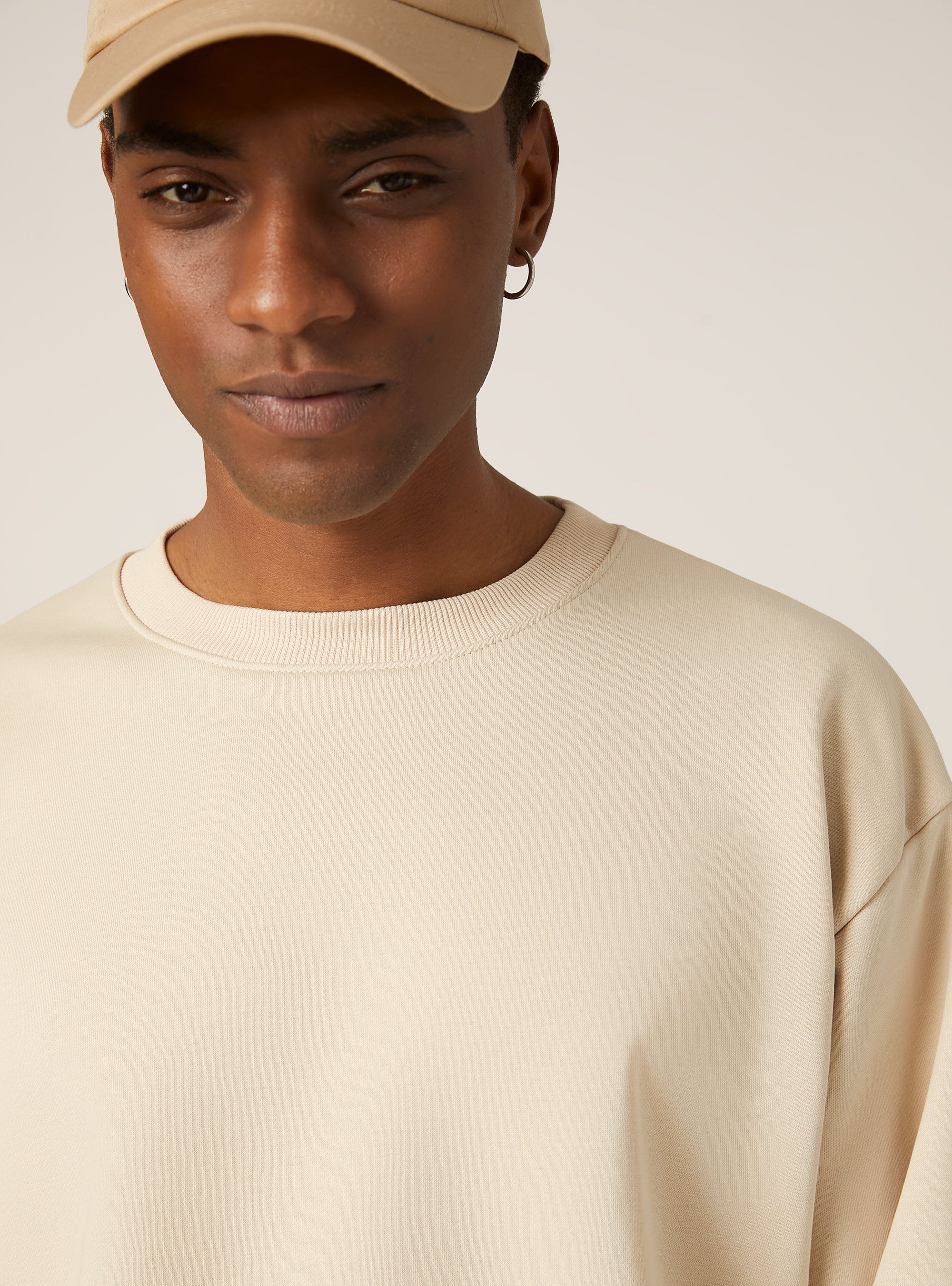 Sweat &agrave; col ras-du-cou boxy fit, BG3 BEIGE LIGHT