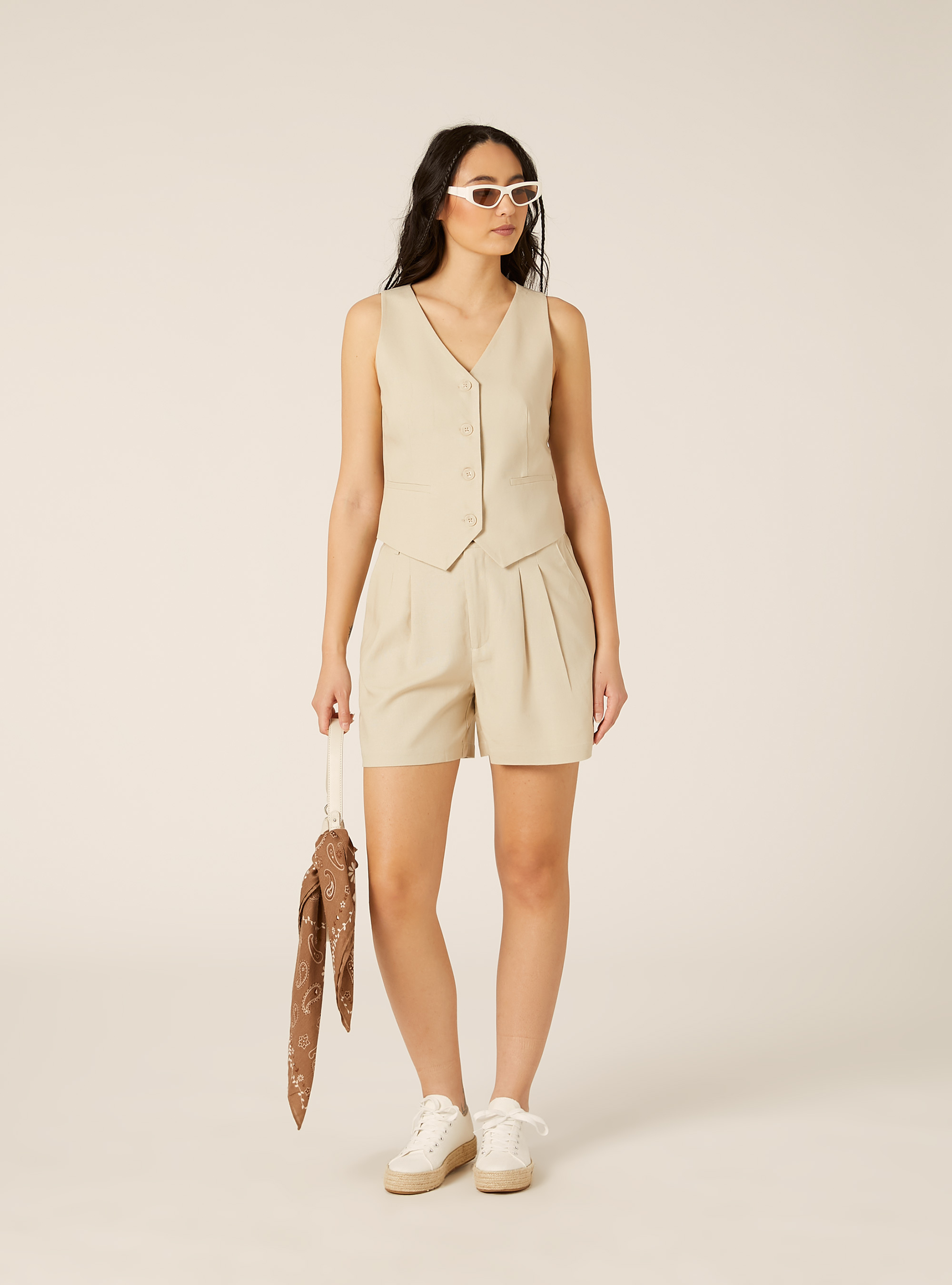 Weste aus Leinenmischung, MBG2 BEIGE MEL MED